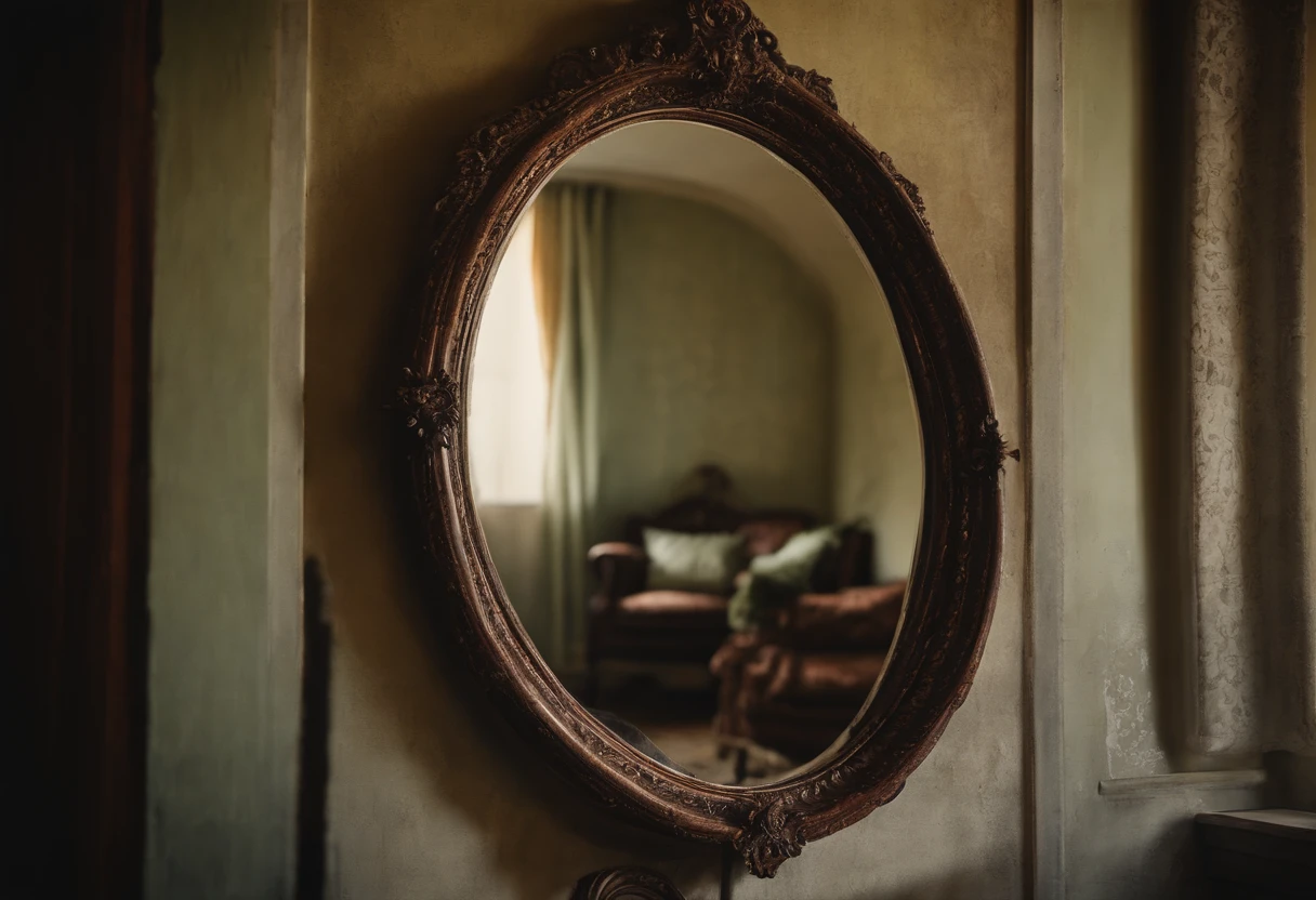 an image of a creepy antique mirror.
