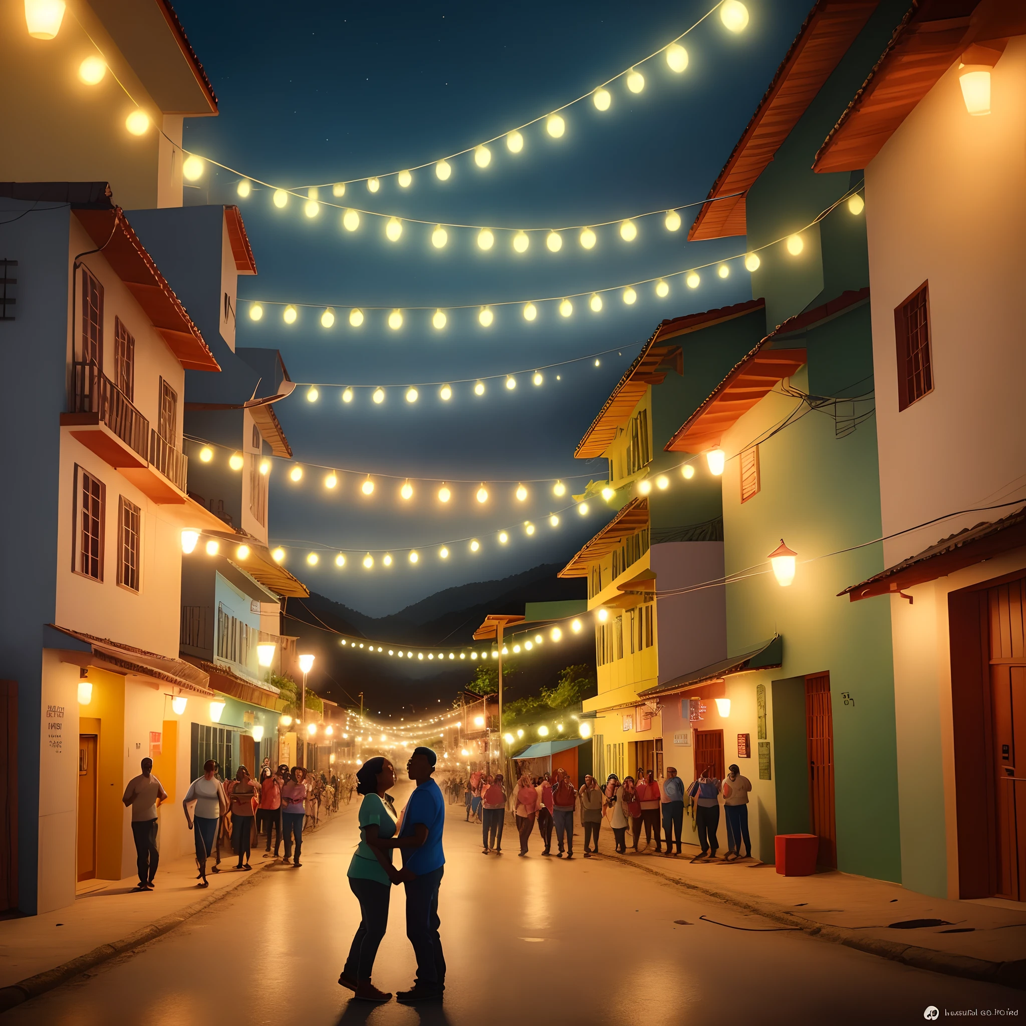 "Empowering Honduras with Electricity" - Create a vibrant and heartwarming illustrated image that highlights the transformative power of electrical energy for the people of Honduras. Showcase a joyful scene where residents of various backgrounds and ages celebrate their newfound access to electricity. Illuminate the streets with public lighting, and capture the happiness and hope on their faces as they enjoy the benefits of electricity. This image should serve as a powerful reminder of the positive impact of electrical access on communities, Illustration, using vibrant colours and a heartwarming style to depict the significance of electricity for the people of Honduras