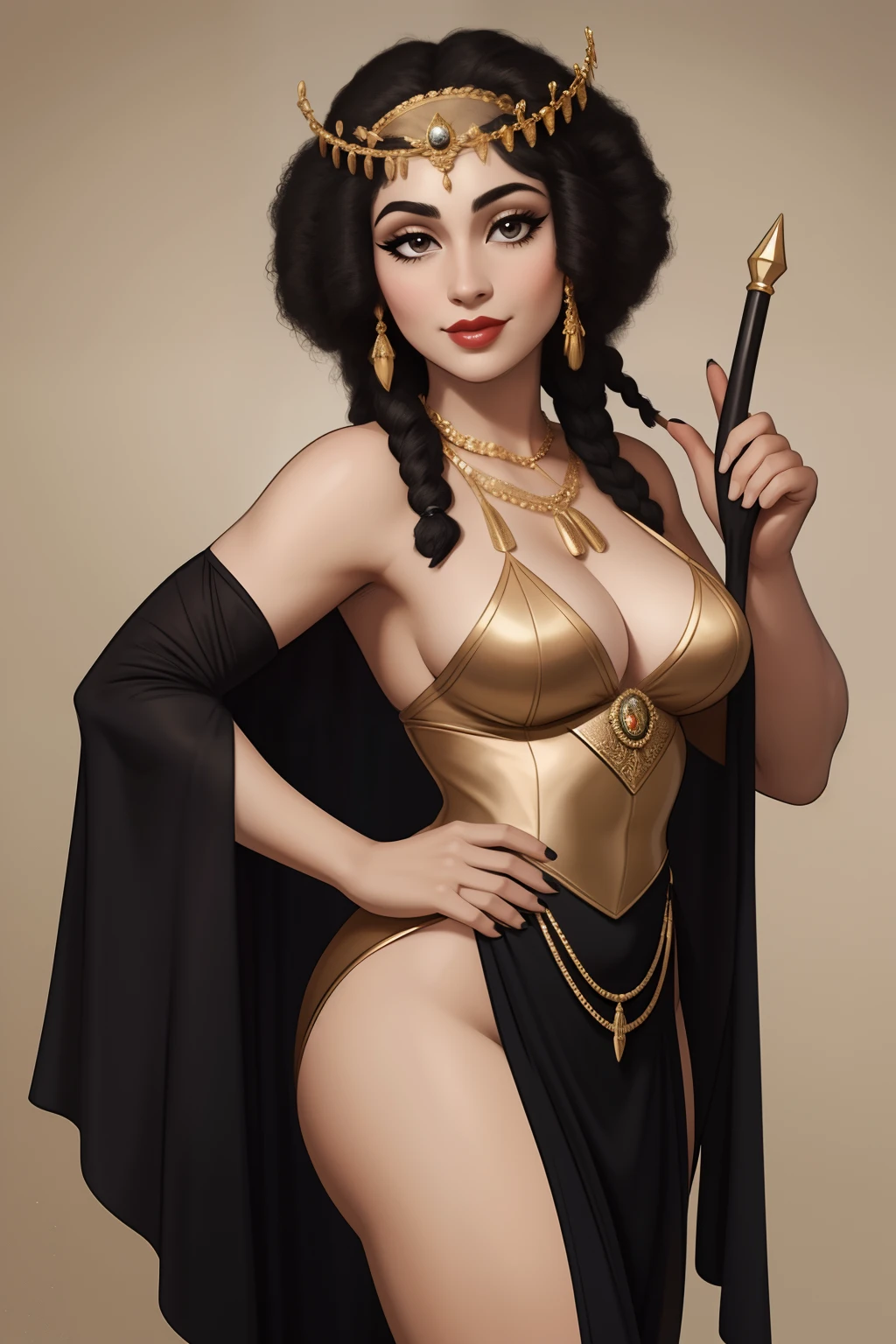 Araffe's wife in a flappper costume holding a wand and wearing a headband, melindrosa, Anos 20, fantasia, Traje de alta qualidade, rugindo vinte anos, 1920s vibes, 1 9 2 0 s estilo pano, Era do Jazz, saia preta curta, 1 9 2 0 s estilo, Estilo dos anos 1920   uma mulher negra, mulata, Morena,  imagem de ,corpo inteiro, cabelo afro caindo para a frente, Rasta type but braided,com o corpo perfeito de corpo inteiro lindo seios perfeito, beautiful perfect lips, gorgeous perfect hands gorgeous image beautiful beauty mayor,