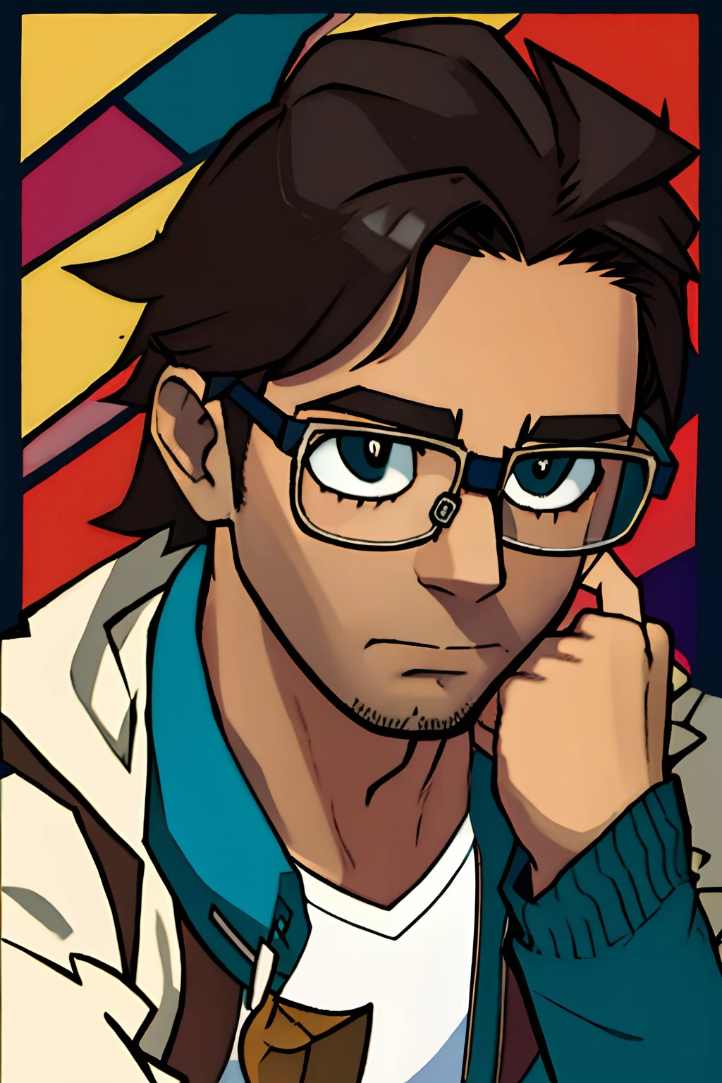 homem gordo, pardo, cabelo escuro ,wears glasses