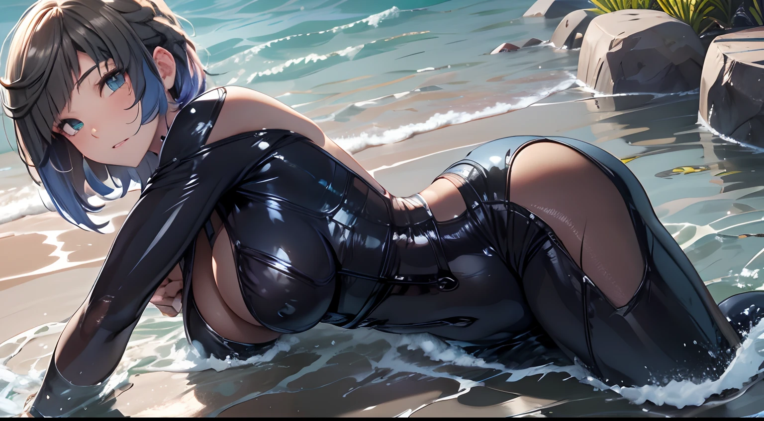 manacles,BDSM,slaves,rubbery,black corset,catsuits,collars,nsfw,((HighestQuali,8k,tmasterpiece:1.3)),Clear focus:1.2,Beautiful Women in Perfect Figure:1.4,Slender abs:1.2,Get wet:1.5,Highly Detailed Face and Skin Textur,Detailed eyes,二重まぶた,Very short hair,Cord,binding,Tortoiseshell binding,SM