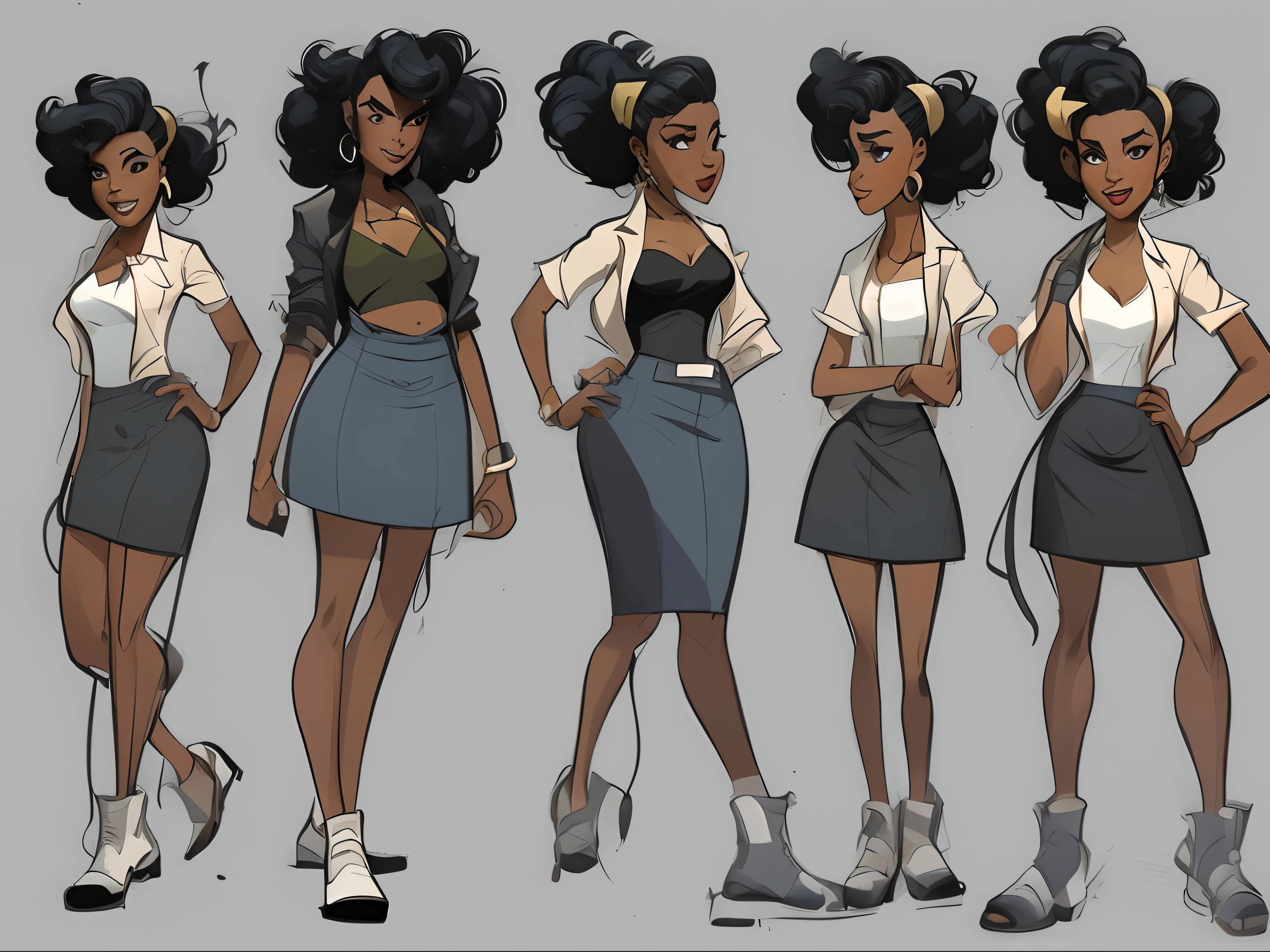 a close up of a cartoon of a woman with different poses, character turnaround, in style of cory loftis, character exploration, stylized character design, character design, character concept exploration, character concept explorations, full character design, character concept reference art, character model sheet turnaround, character design art, detailed character design, # character design, professional character design