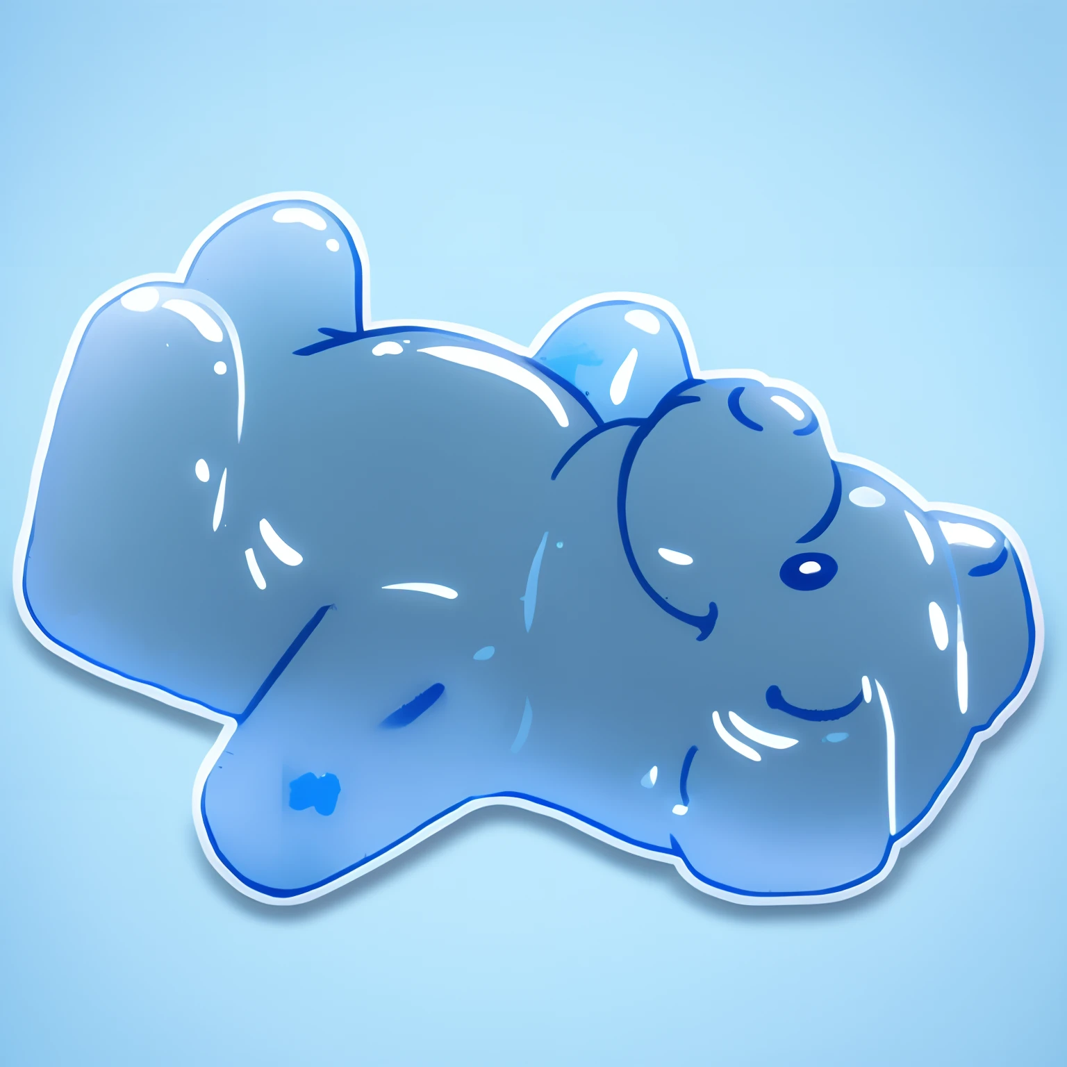blue gymmy bear sticker, with white edges, no backgroud