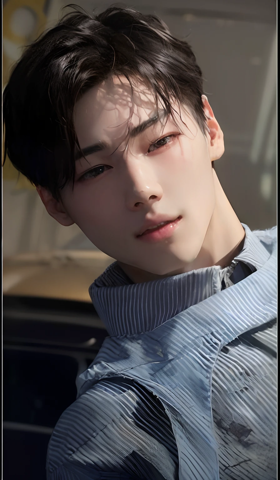 a close up of a person with a shirt on and a car, cai xukun, kim doyoung, jinyoung shin, yanjun chengt, male ulzzang, sakimichan, jung jaehyun, hyung tae, wonbin lee, inspired by Zhang Han, headshot profile picture, taejune kim, sfw, inspired by Bian Shoumin, hong june hyung