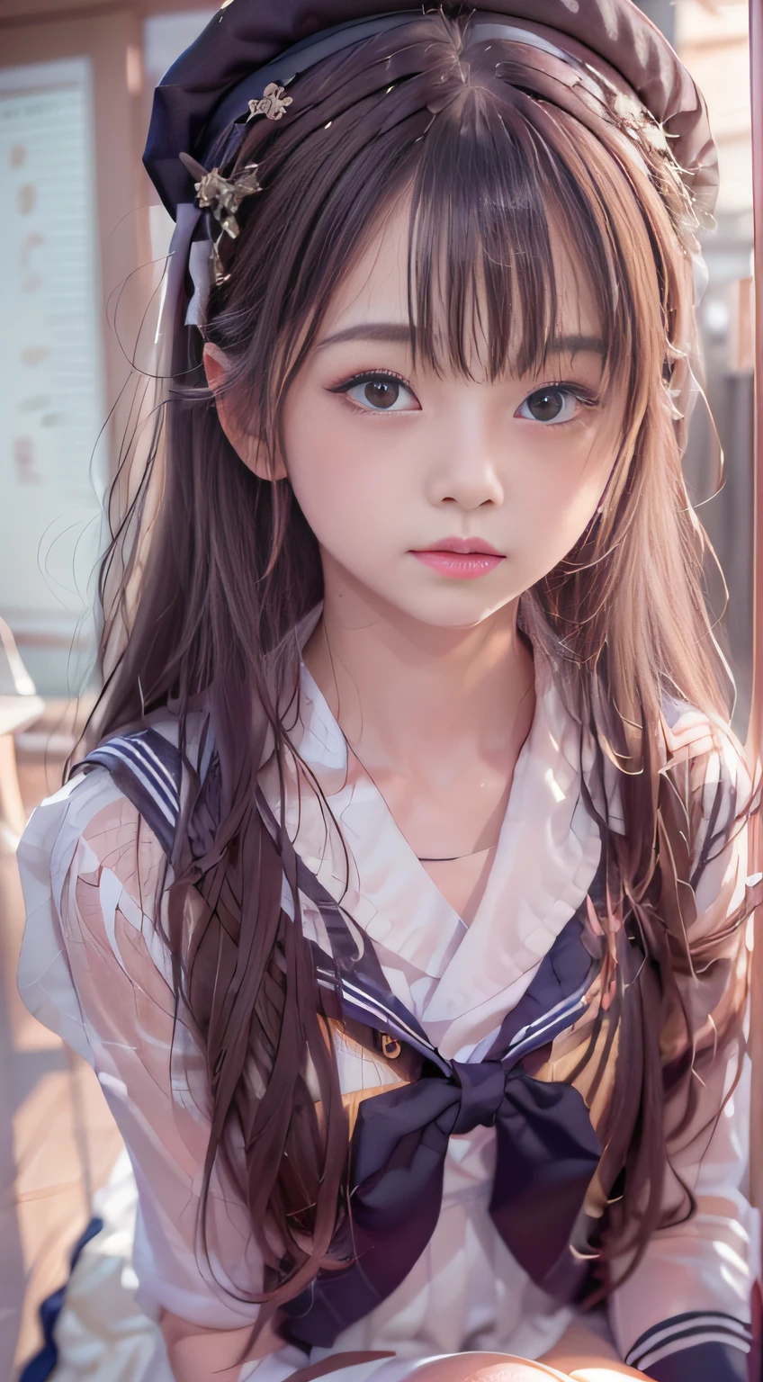 Super beautiful photo,Highly detailed background,Sister line girl,half eyes,Realistic,ultra-detailliert,super detailed skin,bob cuts:1.7,Detailed beautiful face and eyes,retinas,Anatomically correct, Textured skin, masutepiece, Super Detail, Best Quality, awardwinning, hight resolution, who remain young,ultimate beauty girl,Super cute girl,((a sailor suit、pleatedskirt))、tea shop,various poses shooting photos,Full body portrait,slim figure,delicated face,cute face,a beautiful detailed girl,extremely detailed eye and face,beatiful detailed eyes, School building colors々Nice place, Raw photo,Expression in love,Shyness,Longing for love,Sex appeal in girls,Unique natural gestures of girls,Ephemeral Girl,A look tinged with joy,((small tits,Thin leg)),girl with1a person,a 14 year old girl,Smaller faair,detailed hairs,Very fine hairs,light glow,Expro II,Lens Flare,Sharpen,cinematic shadow