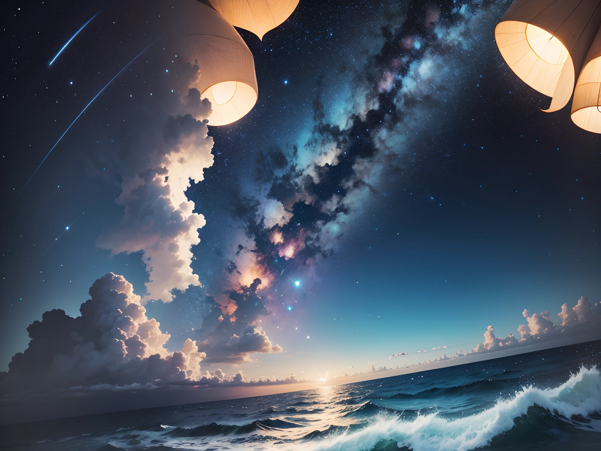 Open sea and starry sky