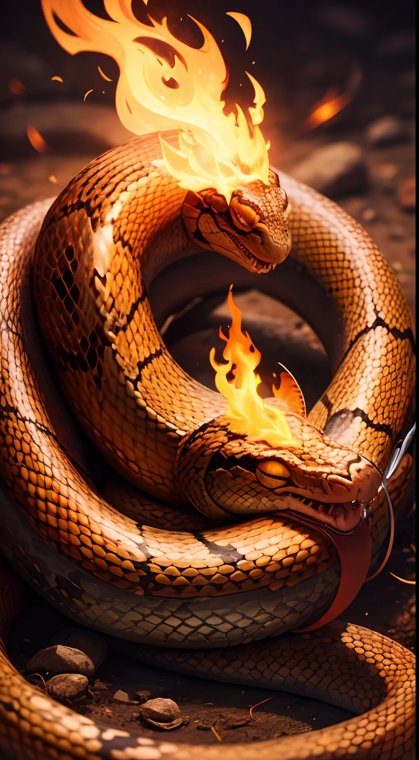 A Snake Burning in a Flame.