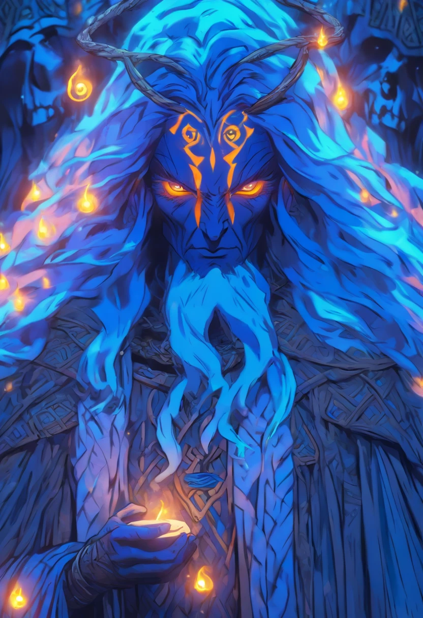 (((CAILLEACH))) best quality, ultra-high resolution, 4K detailed CG, master piece,Celtic goddess,cold,Goddess of cold ,Celtic clothing,Celtic mythology, ((Goddess of cold)) , Celtic image, aesthetic, centered on screen