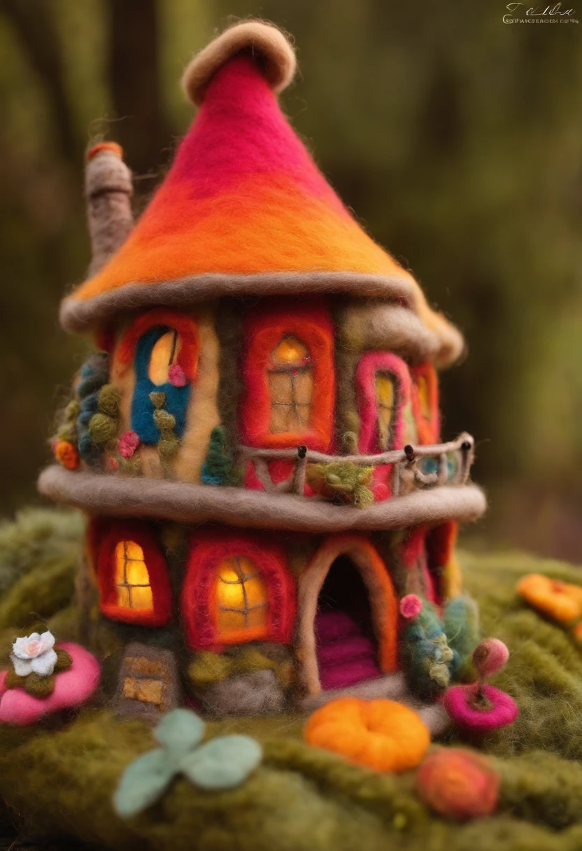 Felted wool house, Colorful and cozy,Whimsical Wonderland