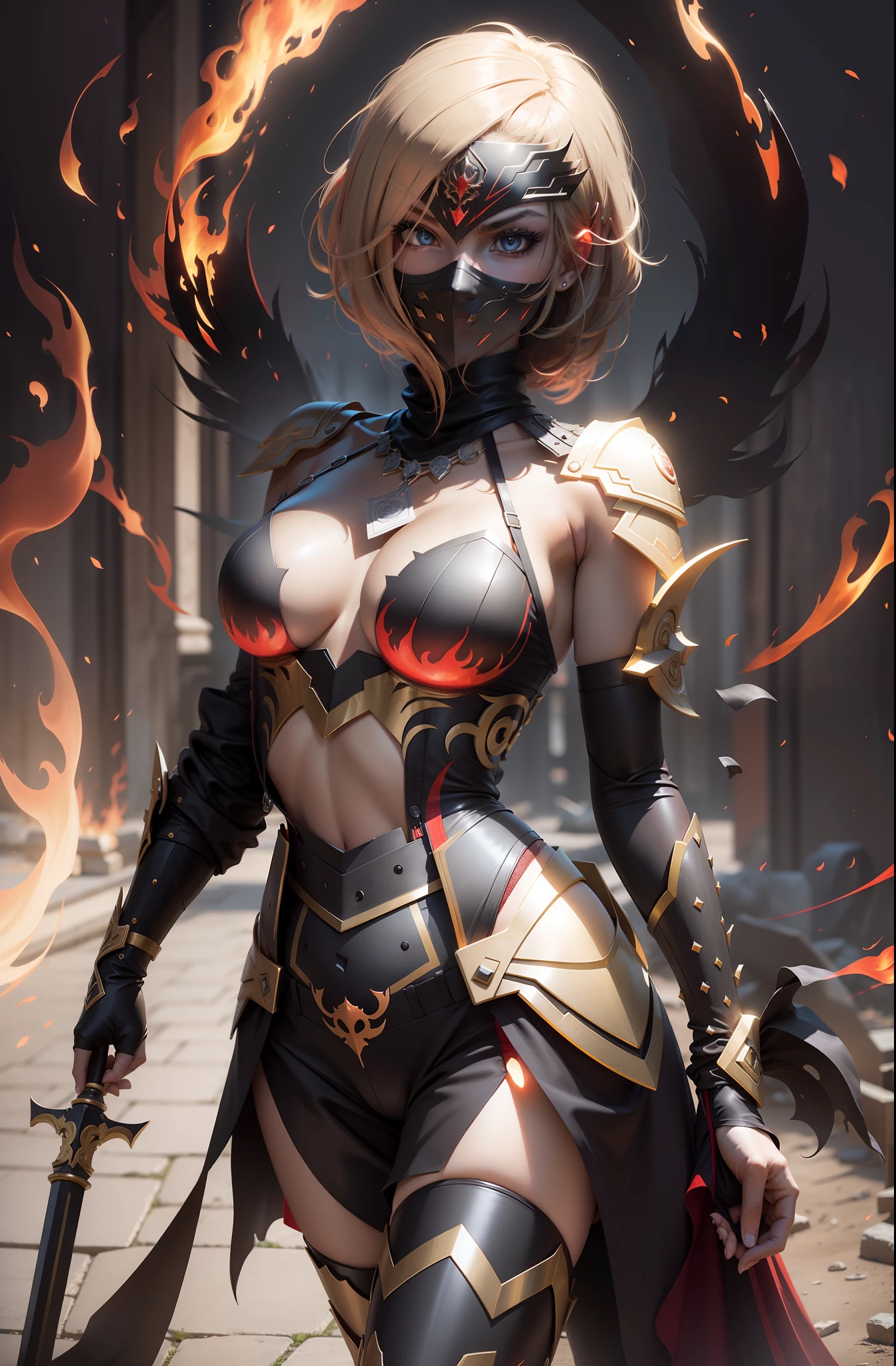 Bright red flame decoration