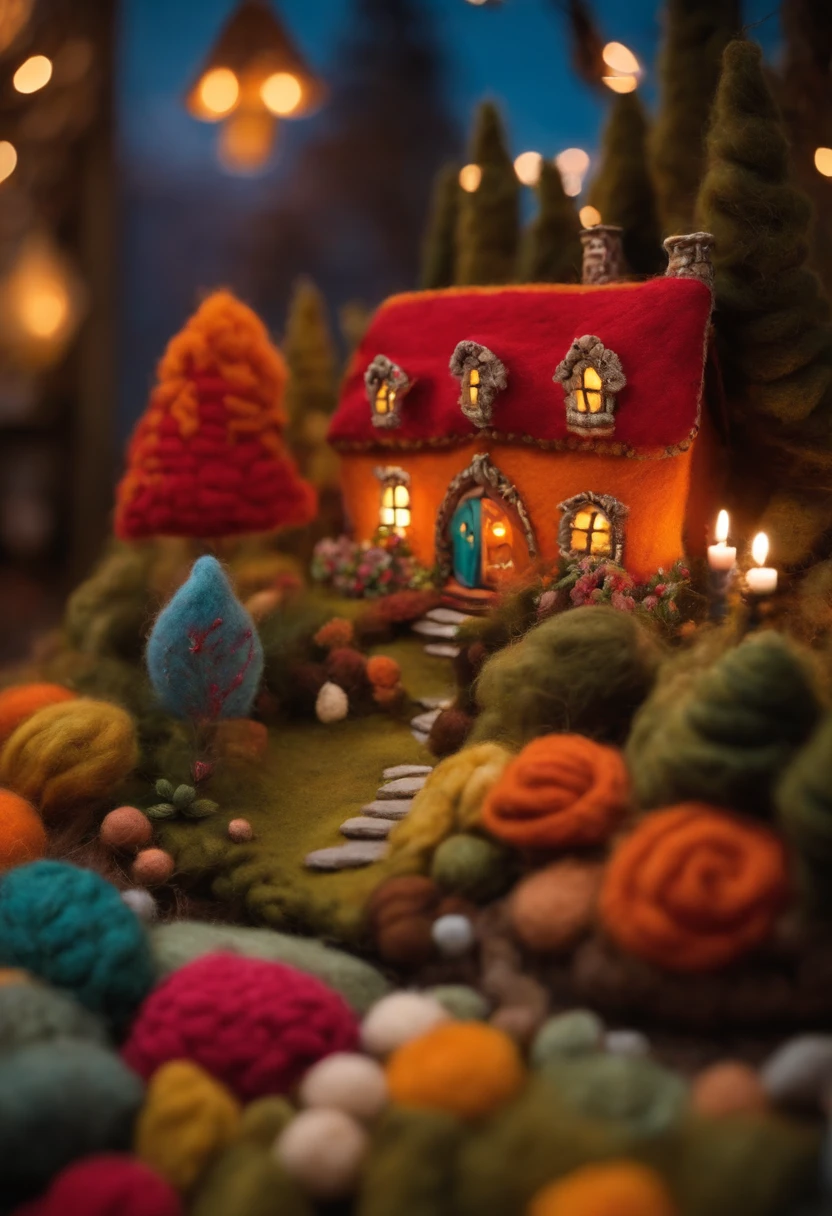 Felt wool house, extremely colorful,cozily,A whimsical wonderland,Rich in color
