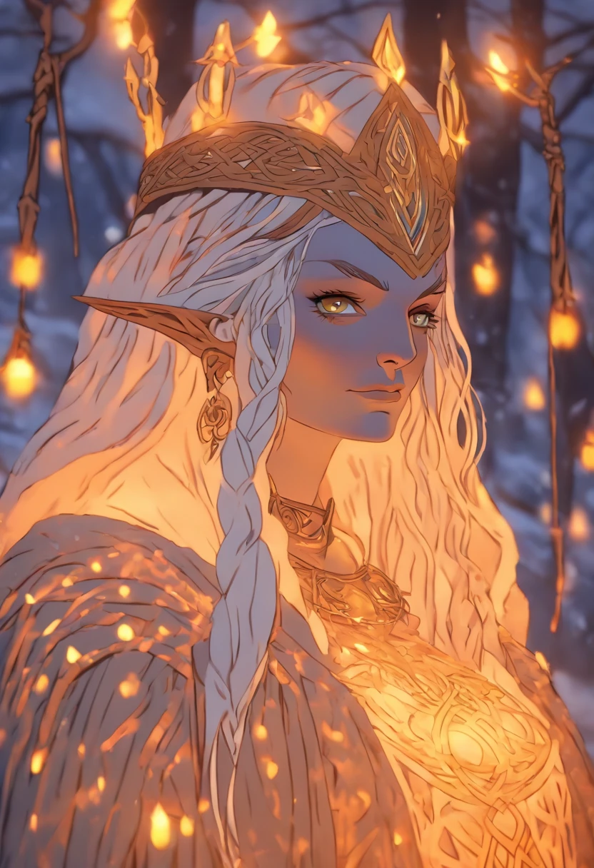 (((CAILLEACH))) best quality, ultra-high resolution, 4K detailed CG, master piece,Celtic goddess,cold ,Goddess of winter,Celtic clothing,Celtic mythology, ((close to camera)) , Celtic image, aesthetic, centered on screen