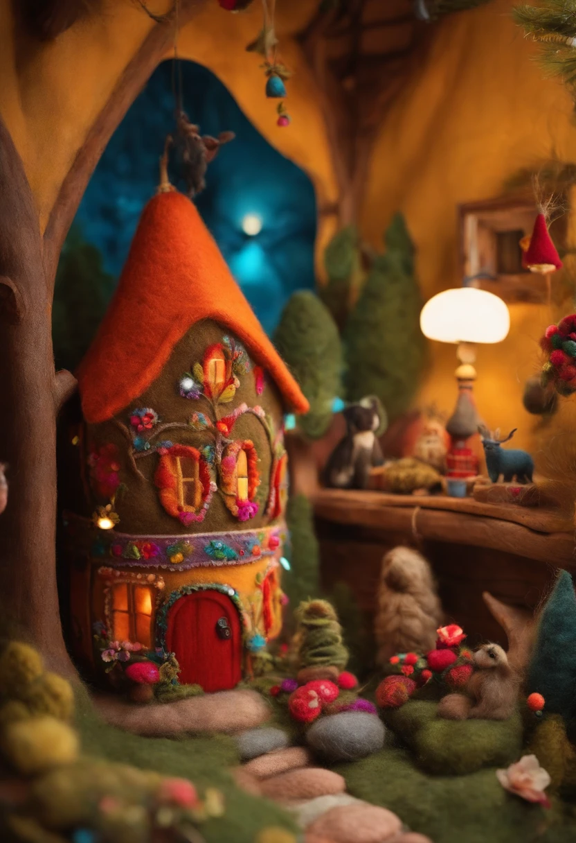 Felt wool house, Extremely colorful,cozily,A whimsical wonderland,Rich in color