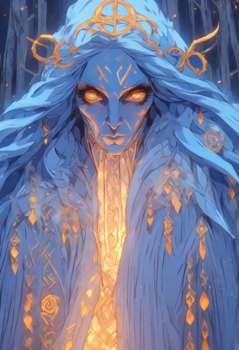 (((CAILLEACH))) best quality, ultra-high resolution, 4K detailed CG, master piece,Celtic goddess,cold ,Goddess of winter,Celtic clothing,Celtic mythology, ((close to camera)) , Celtic image, aesthetic, centered on screen