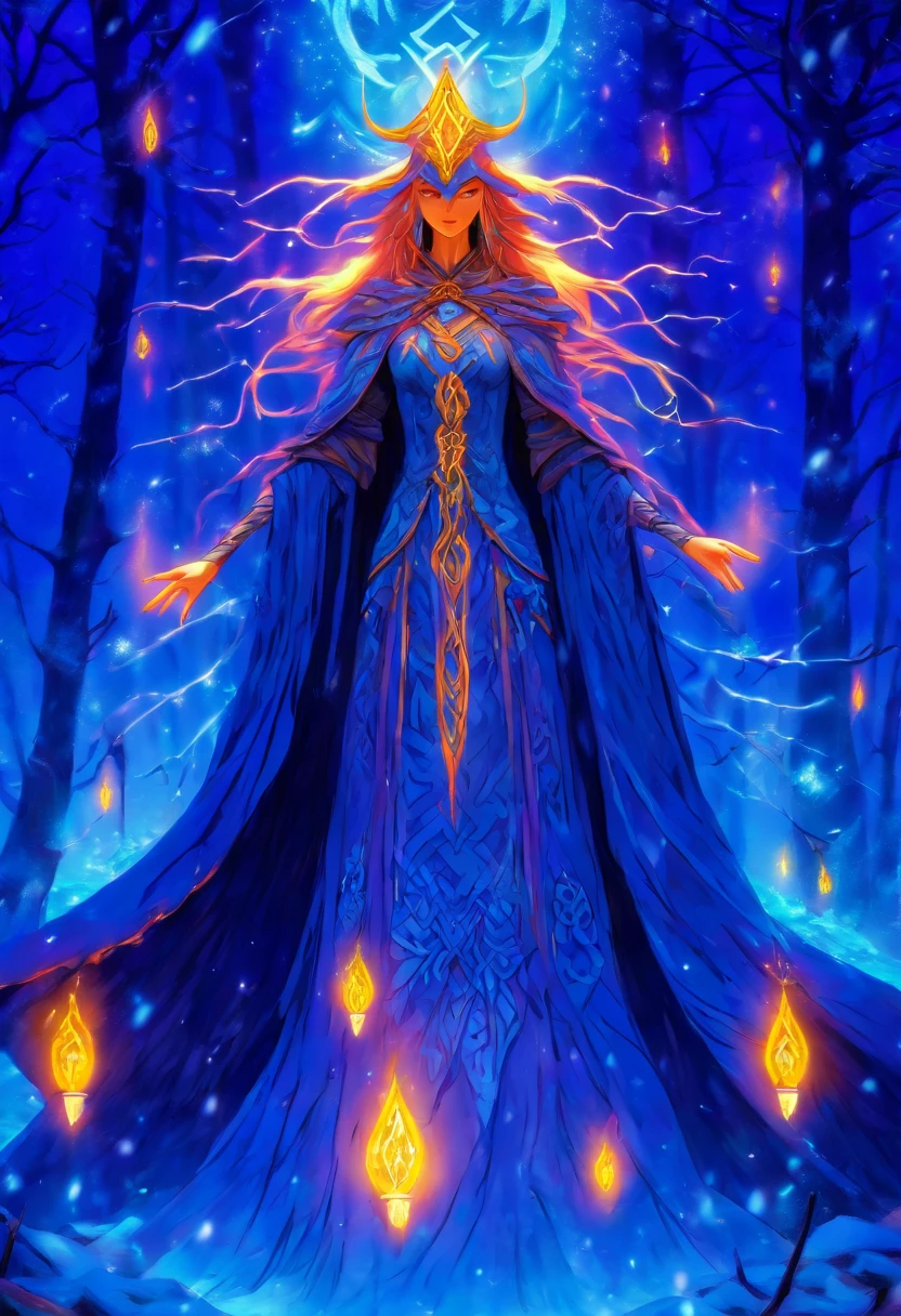 (((CAILLEACH))) best quality, ultra-high resolution, 4K detailed CG, master piece,Celtic goddess,cold ,Goddess of winter,Celtic clothing,Celtic mythology, ((close to camera)) , Celtic image, aesthetic, centered on screen
