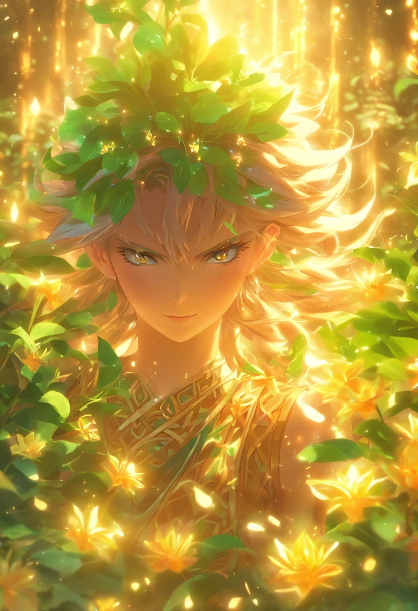 (((Plants blooming))) best quality, ultra-high resolution, 4K detailed CG, master piece,Ireland,sunshine ,Celtic mythology, ((plants blooming)) , Celtic image, aesthetic, centered on screen