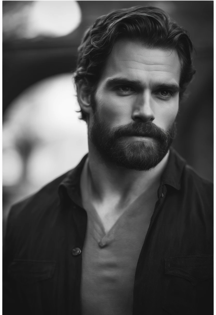 Henry cavill pelado sentado eStrong redhead man with beard very hairy, hairy ???? without shirt, posing for photom um banco,com as pernas abertas mostrando espessamento e veia . Olhando para um espelho gigante