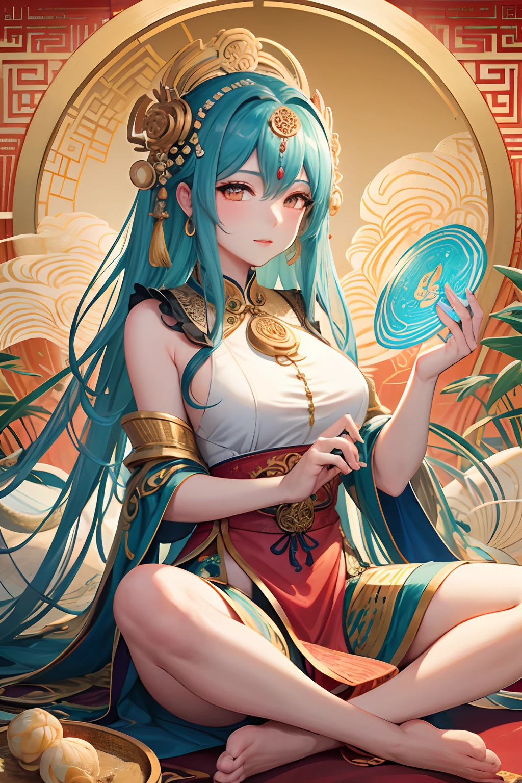 ((Finest quality)),(超A high resolution),(ultra-detailliert),(Meticulous portrayal),((Best Anime)),(Finest works of art),(Ultra-Precision Art),(The art of astounding depiction,Overwhelming depiction:1.5),(A complex and detailed mandala:1.6), (femele:1.6),Bodhisattvas:1.3,Standing statue,Seated image,downy,kindliness,harmony,relief