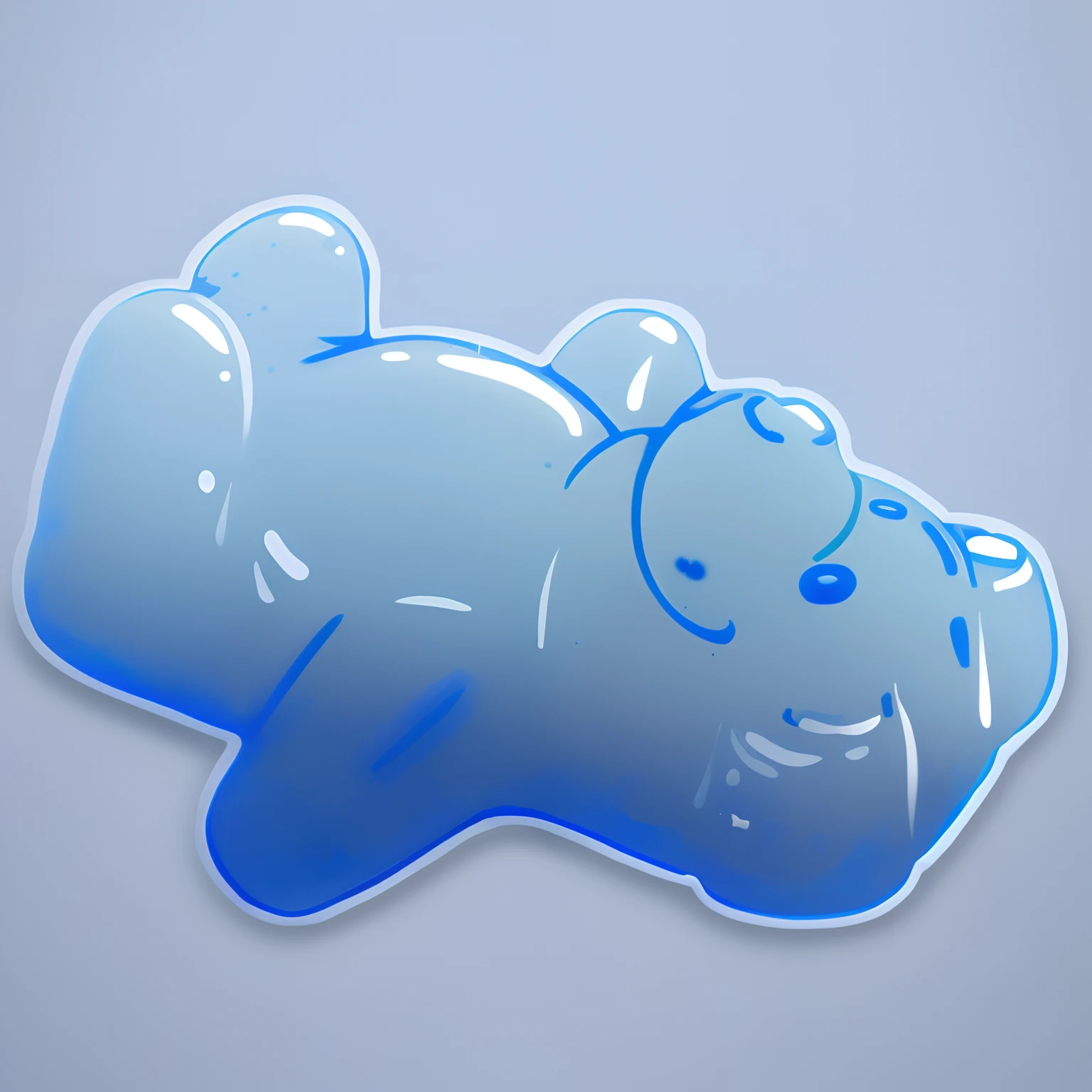 blue gummy bear sticker, with white edges, no background