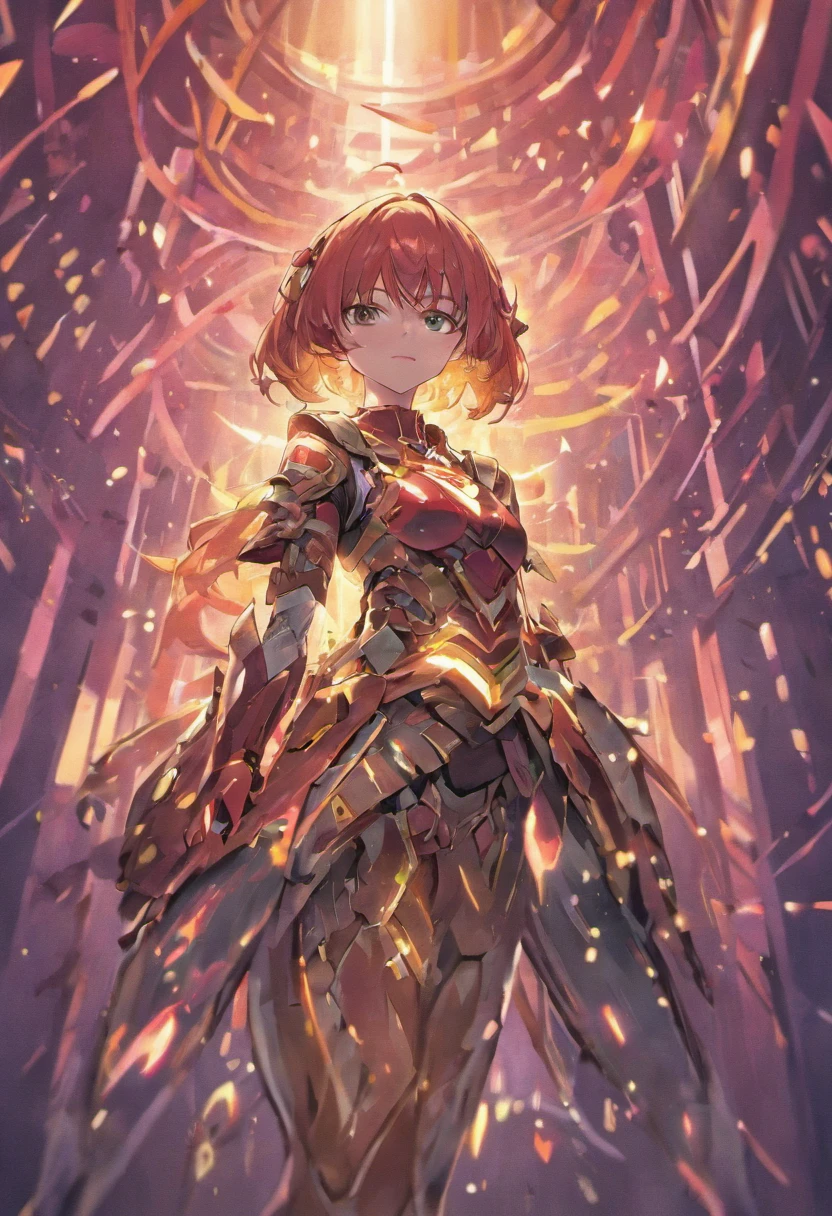 Anime - imagem de estilo de uma mulher, avestindo armadura roxa escura,
