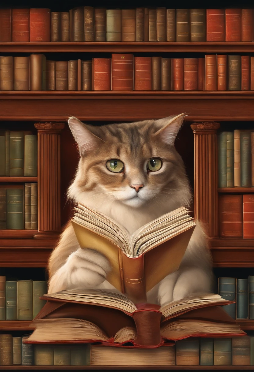 gato leyendo un libro