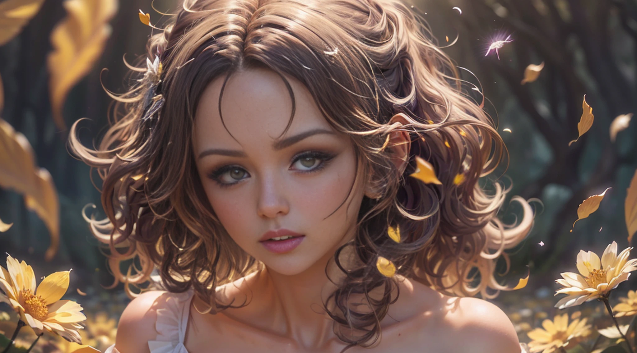 (8k, foto RAW:1.2),1 ,(cabelo comprido:1.31),brincos, hair rings, colar, cinematic lighthing, melhor qualidade, ultra high-resolution, (fotorrealista:1.3), POV ,(solo:1.1), (olhando para o observador: 1.331), (half-open lips: 1.1), (Cilia: 1.1), (feliz: 1.21), (profundidade de campo: 1.1), reflexo de lente, (chromatic aberration: 1.1), (caustics: 1.1) , (scattered luminous petals:1.331), ulzzang-6500-v1.1,(((asymmetrical dream dress))),(((corpo inteiro))),((salto alto)
