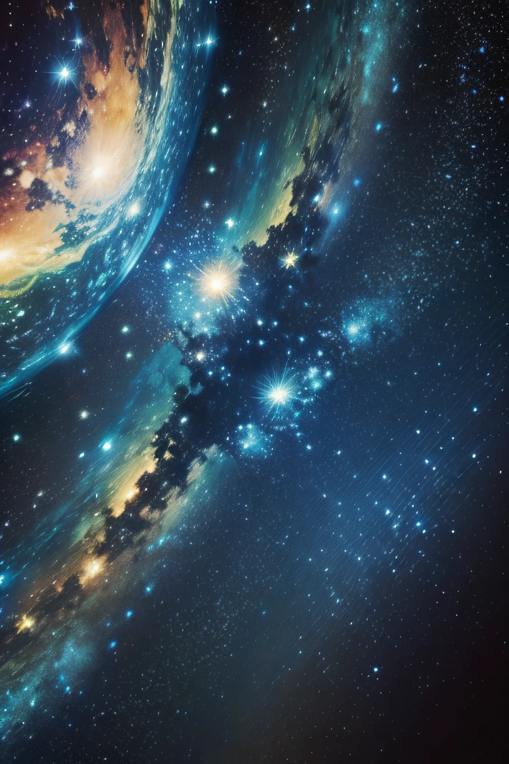 Van Gogh's Starry Sky with Futuristic High Resolution Scientific Quote
