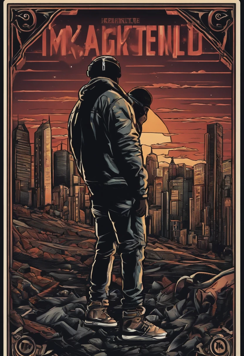 /imagine prompt: hip hop culture illustration for a sticker with a black background, in bold outline style, jagged edges, trashcore, light shading --v 5.2