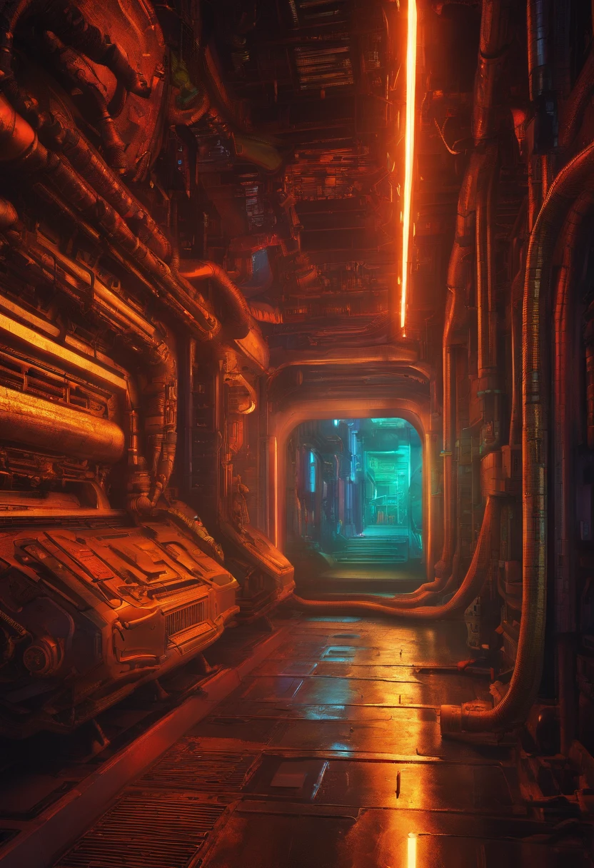 giger, biomechanic, surreal, lovecraftian,tentacles spaceship interior corridor