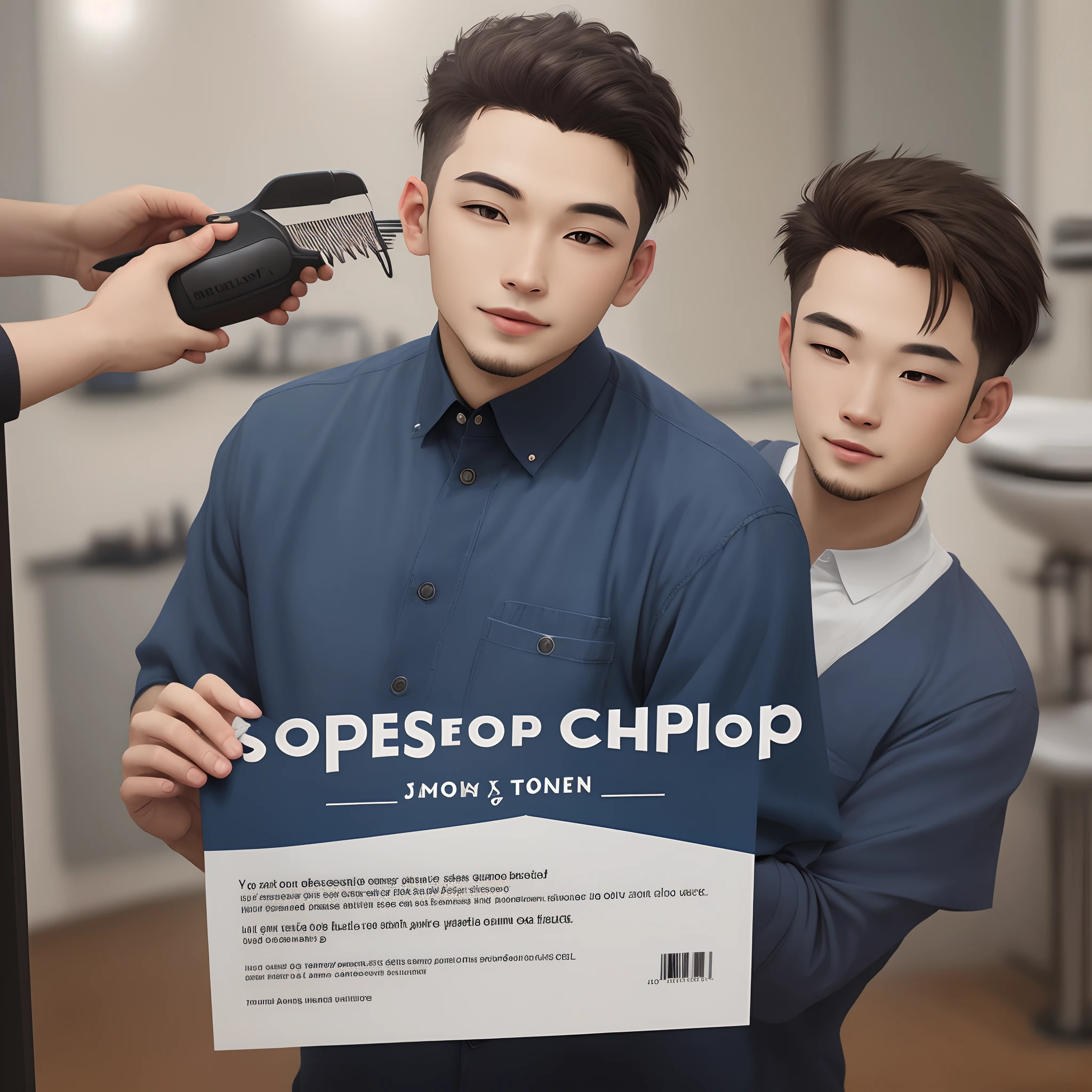barbershop promotion flyer, logo only, open now, no human