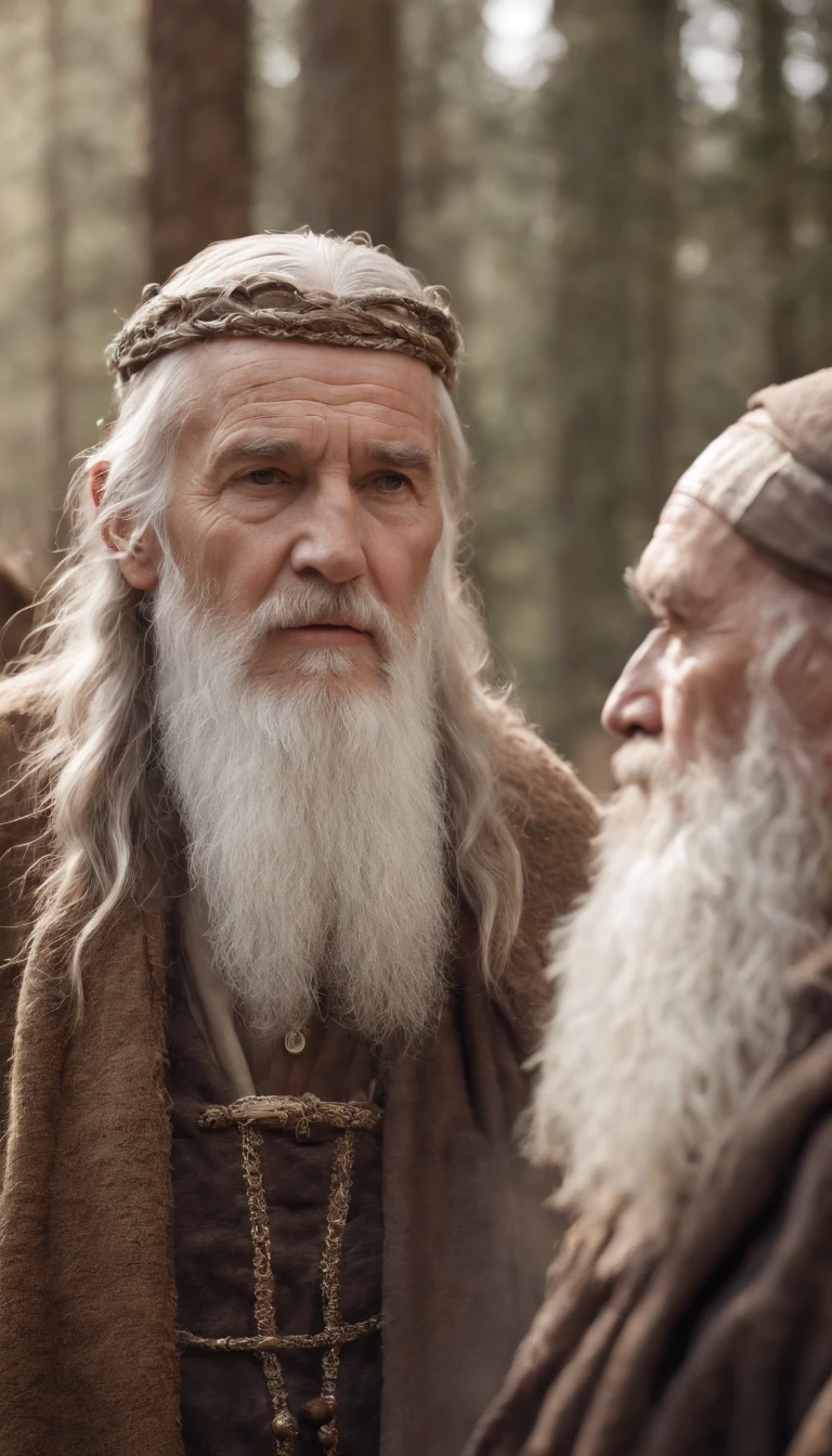 3 Old men, long white beard, prophet Methuselah, biblicalphotorealistic, 8k, Super Detail, accurate, best quality.