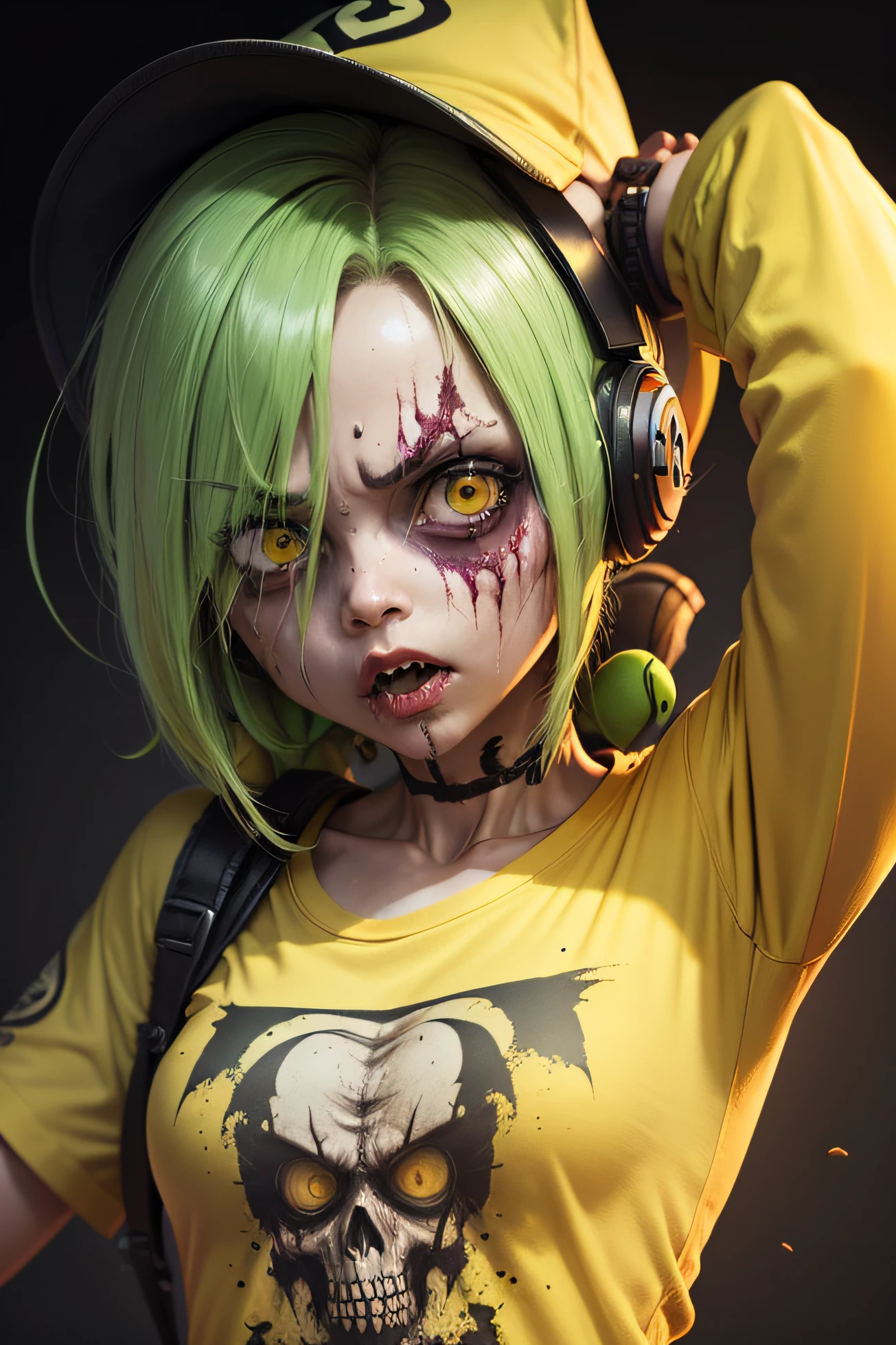 crie uma banana zombie robo, para estampa de t-shirt por favor