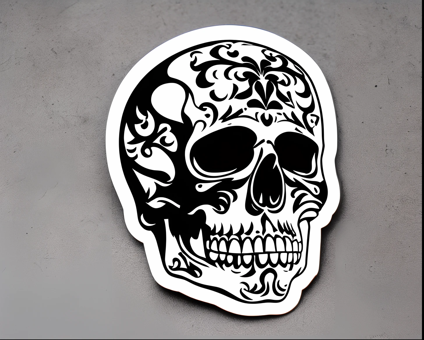 Scull sticker, black and white