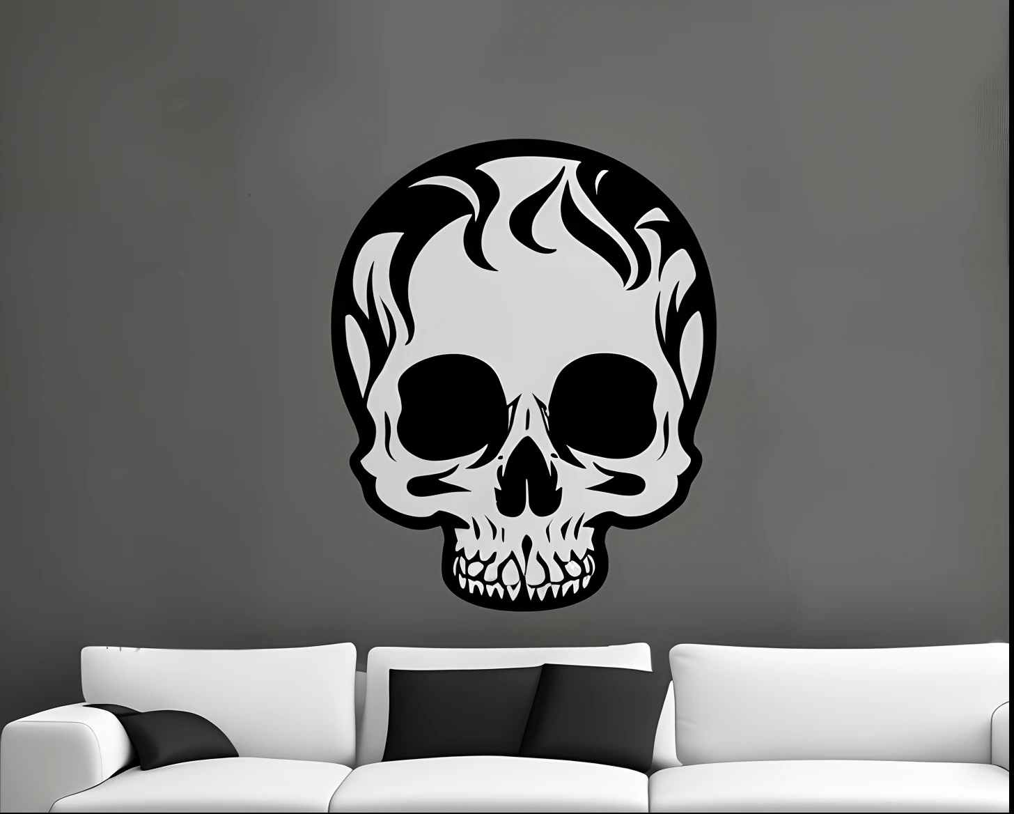 Scull sticker, black and white