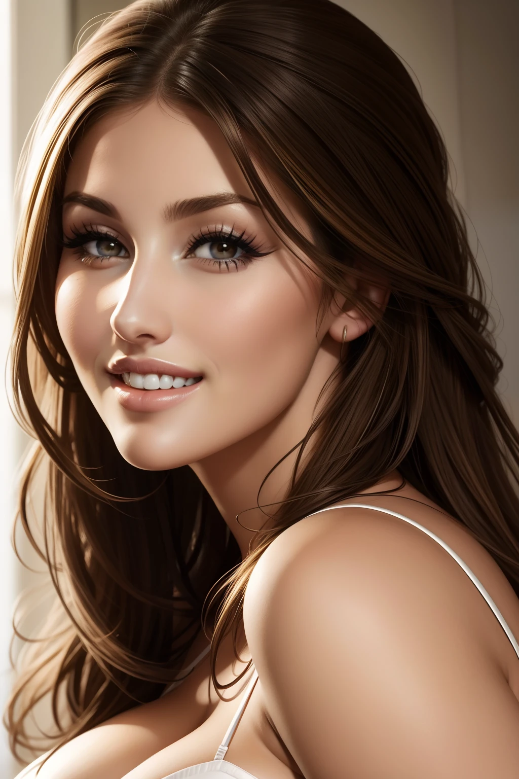 lucy pinder, face portrait, smiling, platinum lipstick, beautiful lips