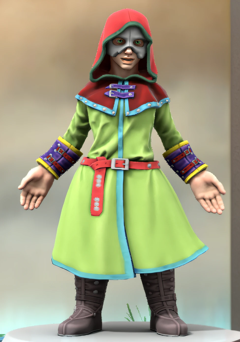 um close up de uma pessoa com uma roupa verde e vermelha, Manto de Mago baseado em um tucano, personagem de fantasia hiperdetalhado, roupa de aventureiro grande capa, vestes de mago das nuvens, vestindo vestes de mago, Skinny Masculino Fantasia Alquimista, female gnome artificer, t-pose of male magic wizard, bruxa feminina, vestes de bruxo, Personagem altamente detalhado