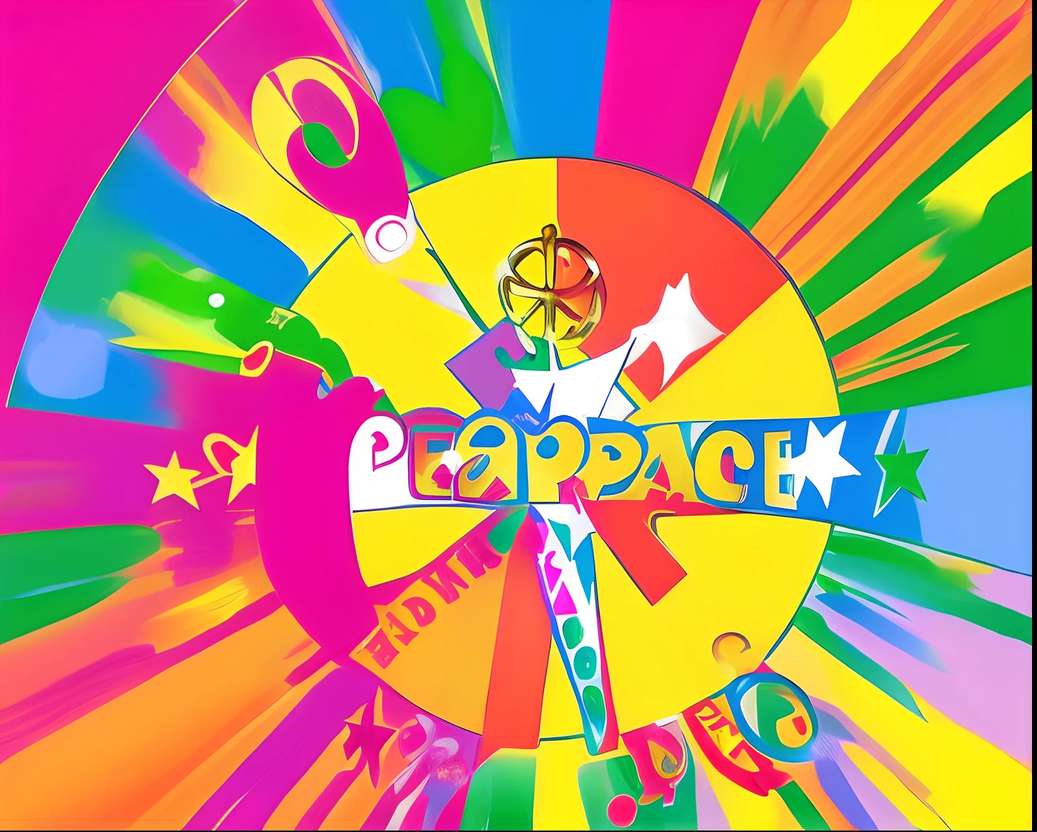 Peace sign in the style of Peter max