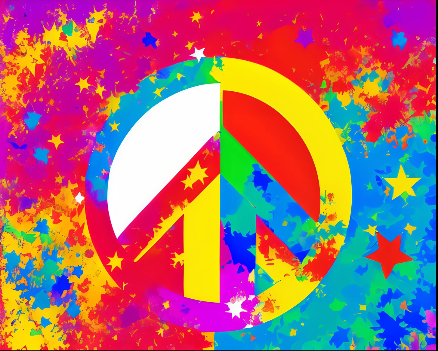 Divide with full raster color,Divided horizontally into three parts,Peace sign in the center. The inside of the peace sign is made up of Rasta colors.