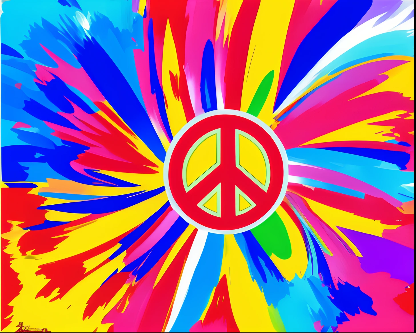 The whole is divided horizontally into three parts in raster color,Peace sign in the center