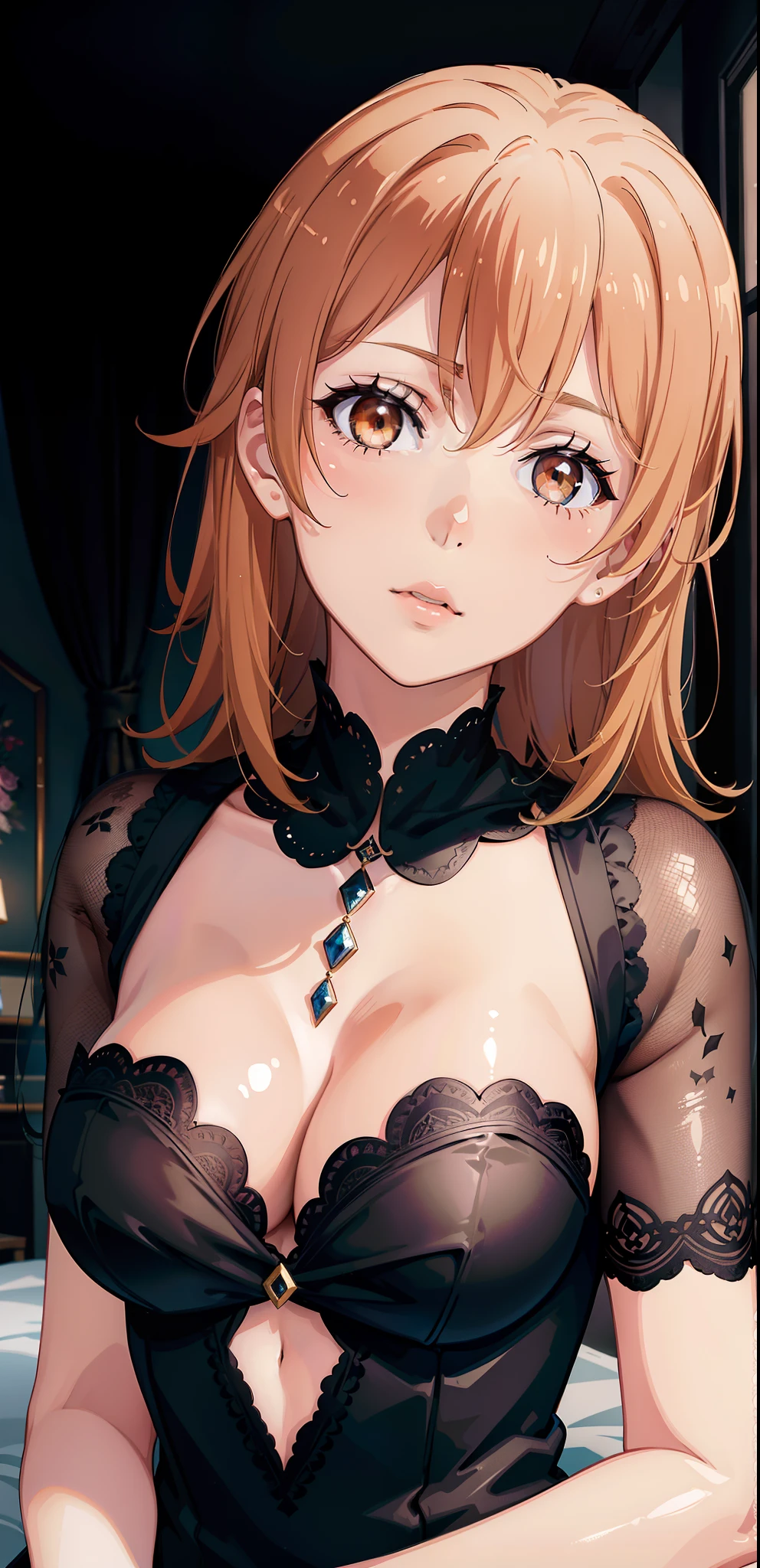 (best quality,4k,8k,highres,masterpiece:1.2), ultra-detailed, realistic:1.37, portraits, black dress, perfect anatomy, isshiki iroha, yuigahama yui, (2 girls), only females, detailed eyes, detailed lips, long eyelashes, beautiful face, natural beauty, intense expression, elegant posture, sensual, dark atmosphere, soft lighting, vivid colors, smooth skin, shiny hair, flowing dress, delicate features.