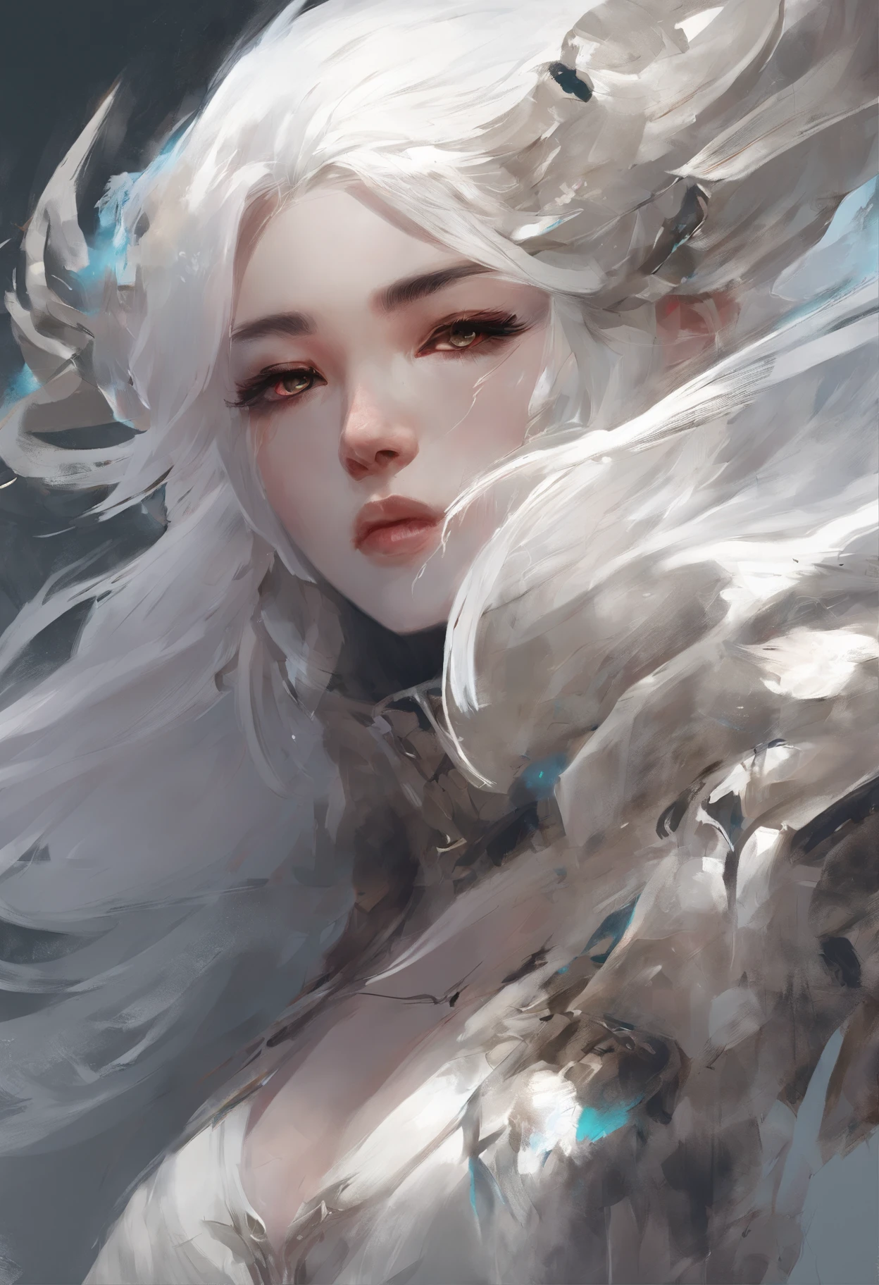 a close up of a woman with white hair and a white mask, beautiful character painting, guweiz, artwork in the style of guweiz, white haired deity, by Yang J, epic exquisite character art, stunning character art, by Fan Qi, by Wuzhun Shifan, guweiz on pixiv artstation