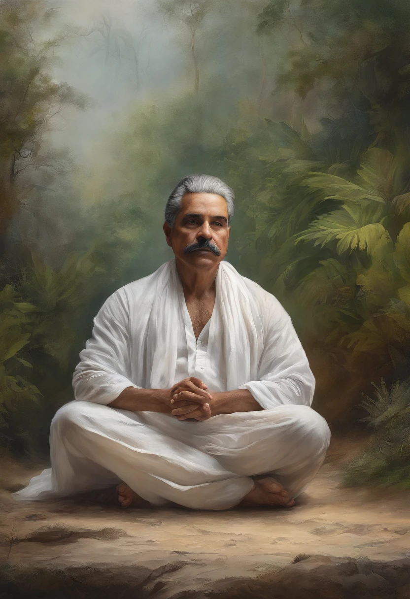 homem maduro, sitting in a meditation position, diante de um orisonte lindo, com o sol se pondo, in connection with the divine, foto de retrato, Directed by: Drew Tucker, Directed by: Adam Marczyński, Directed by: Alexander Kucharsky, Directed by: Gavin Nolan, Surrealismo 8K, Directed by: Jason Felix, Yuri Shwedoff