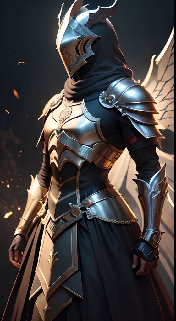 guerrero, Concepto-Arte, autor:Kishiganku, fantasy art, Antecedentes del templo zen, Renderizado limpio, un, Usa una armadura, Bushido detallado forma humo, Casco de una deidad olvidada, character is standing, 8K realista, renderizado en el juego, Detalle detallado del fondo de la cara, Portada de Art Station, toro, Pseudo-medieval fantasy, Una deidad con armadura koi, Armadura de bronce detallada, Armadura de bronce, Armadura grabada en oro, Armadura de obsidiana dorada, Armadura de oro claro, Hermosa armadura de filigrana, A demonic warrior, Hermosa armadura llena de espinas, intrincada armadura de Assasin, intrincada armadura de metal, Poderoso guerrero, Vestido con una hermosa armadura dorada,Decorado con patrones intrincados, El casco tiene una gran corona y dos cuernos,Ojos rojos brillantes, Everything is in the dark, Smoky background hints at the battle scene, Add a sinister aura to your character,The demon giant demonic wings of the demon,submission, Toma de cuerpo completo.