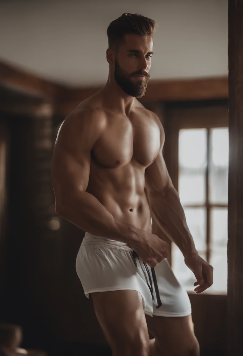 Homem brasileiro bonito, 27 anos, 171 alta, 96 quilos, 1% de gordura, corpo simetricamente musculoso perfeito, peito musculoso, Beautiful oval and symmetrical face, cabelo curto, Head-to-toe open-plan image, completamente nu, em praia deserta, fotografia, obra-prima, realista, Realismo, renderizado, Alto contraste, digital art photographyrealistic trend in Artstation 8k HD high definition detailed realistic, detalhado, textura da pele, hiper detalhado, textura de pele realista, armadura, melhor qualidade, Ultra alto nada, (fotografiarrealista: 1.4),, alta resolução, detalhado, fotografia crua, sharp re, by Lee Jeffries Nikon D850 film Stock Photography 4 Kodak Portra 400 camera F1.6 Lenses: Rich Colors, Hyper Realistic Texture, UnrealEngine, Dramatic Texture, Trending in ArtStation CineStill 800.