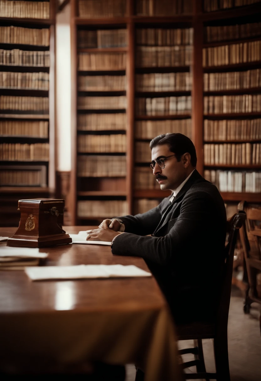 pessoa se concentra no estudo em uma biblioteca