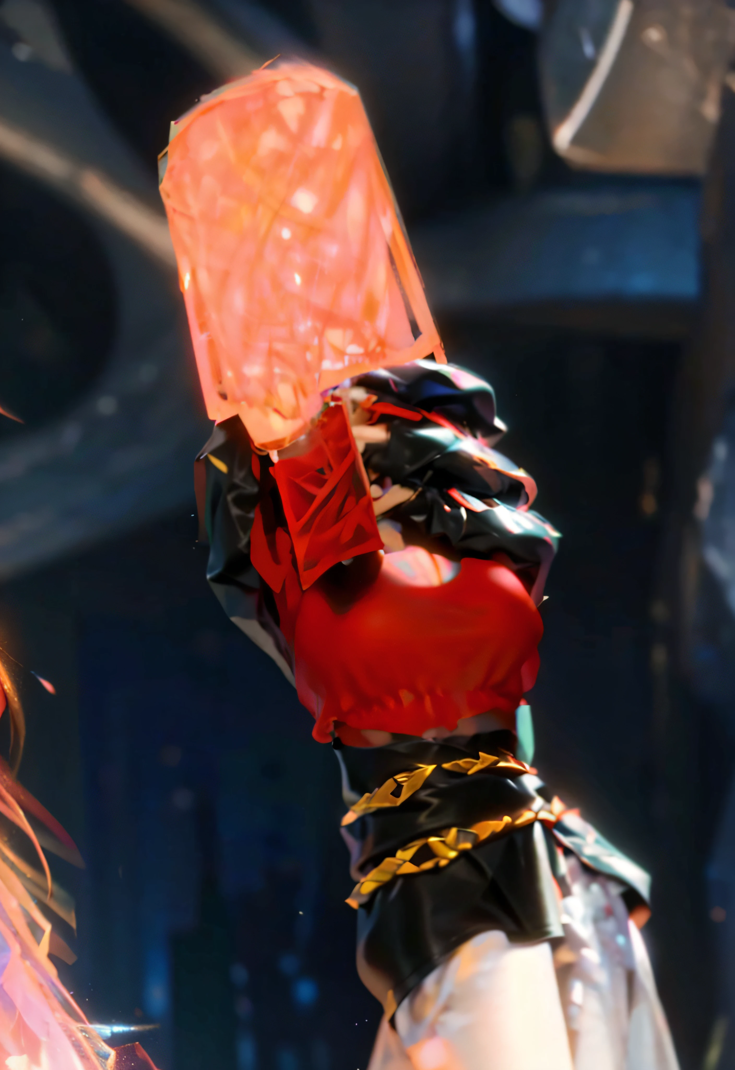 1 girlirl, Beautiful and realistic Cardi B as a semi-Asian mestizo, Half of League of Legends Spanish Prestige KDA comes entirely from Achri,Ultra HD, 8K quality, A girl, Very long hair, Detailed eyes, Frontal capture, Unreal Engine 5,Wearing a military cap,Military uniform temptation,Bright red tones,black glove,metal decoration