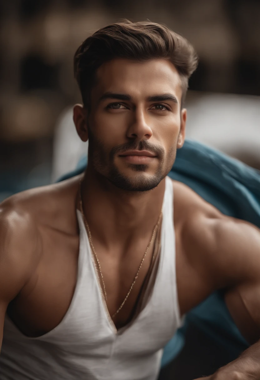 Homem brasileiro bonito, 27 anos, 171 alta, 96 quilos, 1% de gordura, corpo simetricamente musculoso perfeito, peito musculoso, Beautiful oval and symmetrical face, cabelo curto, Head-to-toe open-plan image, sem roupa, em praia deserta, fotografia, obra-prima, realista, Realismo, renderizado, Alto contraste, digital art photographyrealistic trend in Artstation 8k HD high definition detailed realistic, detalhado, textura da pele, hiper detalhado, textura de pele realista, armadura, melhor qualidade, Ultra alto nada, (fotografiarrealista: 1.4), alta resolução, detalhado, fotografia crua, sharp re, by Lee Jeffries Nikon D850 film Stock Photography 4 Kodak Portra 400 camera F1.6 lentes: cores ricas, textura hiper realista, UnrealEngine, Dramatic texture, Trend in Artstation Cinestill 800.