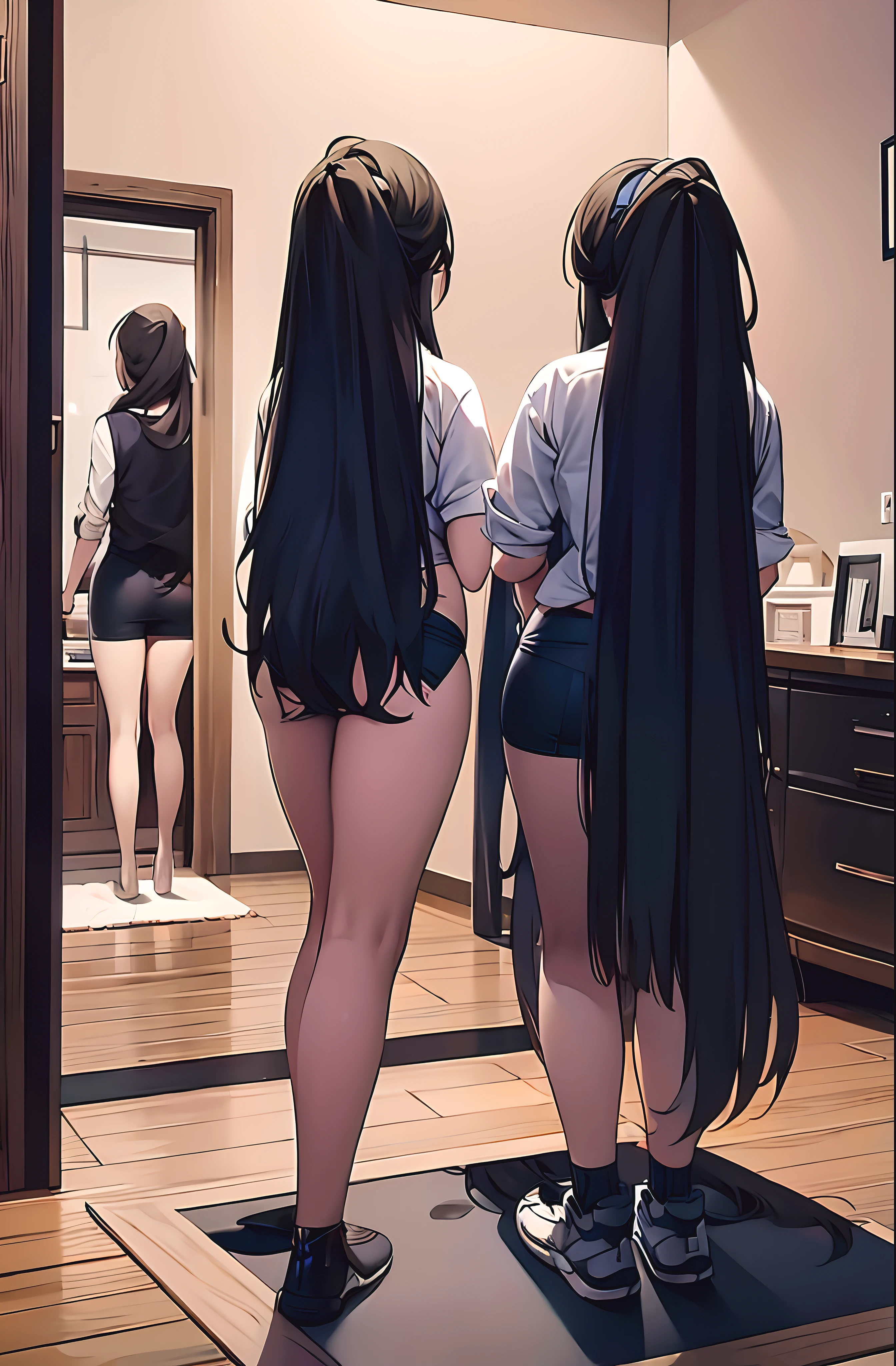 Super long ponytail, way thicker thighs