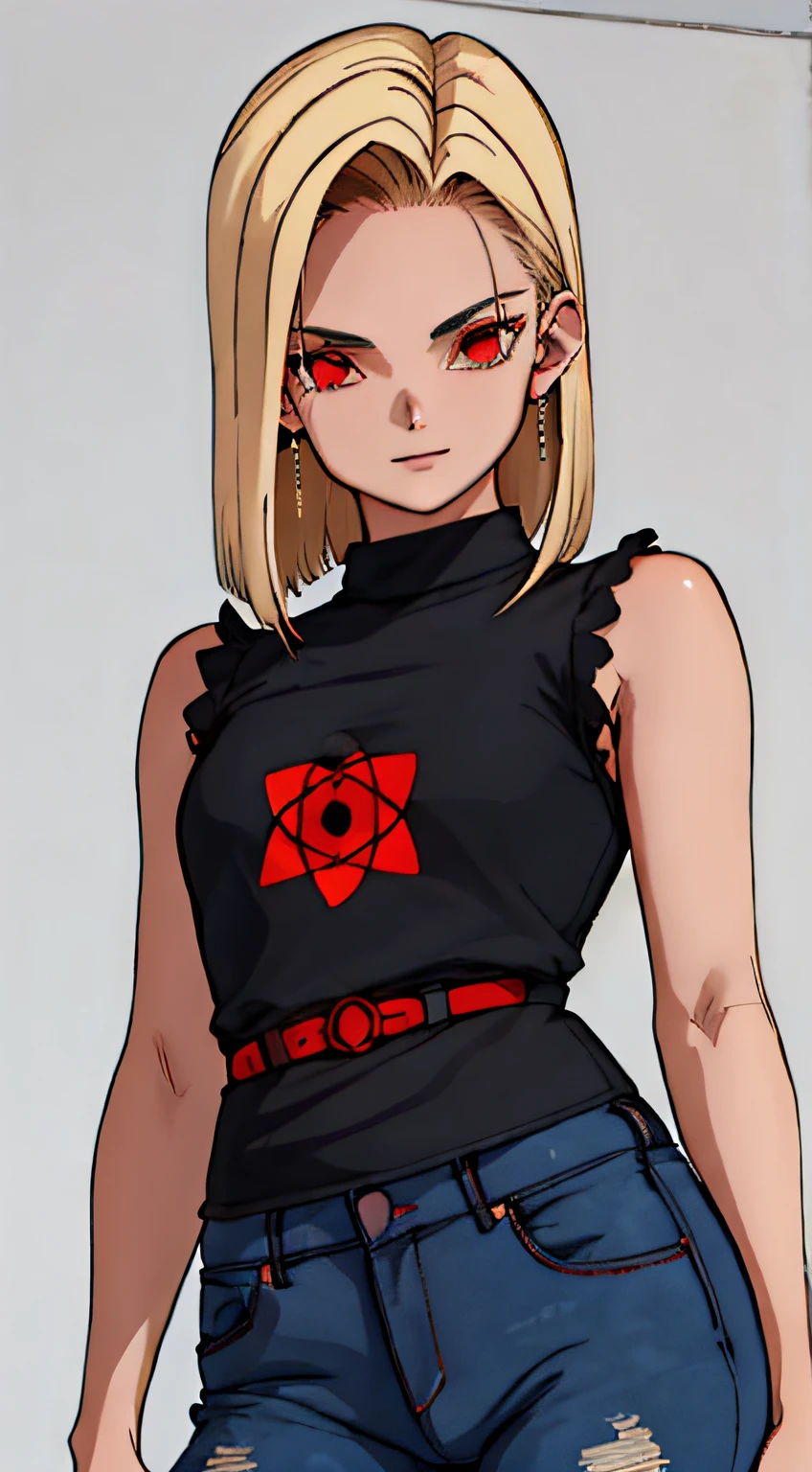 tmasterpiece， Best quality at best， Ultra - Detalhado， absurdos， retrato bonito android18d loira blond ， solo， 耳Nipple Ring， (biquini:1.5)，Vestidos，joias， (Traje fora do ombro:1.5)，clivagem， closeup da parte superior do corpo，sorriso，(("OLHOS CHAMATIVOS DE SHARINGAN IGUAIS AO DO ITACHI"))， Coletes， nuvem， Skysky， dias， Ao ar livre，Super shorts jeans，melhor qualidade， tmasterpiece， detalhes intrincados， Mapeamento de tons， foco nítido， Ultra - Detalhado， Artstati is the trend，