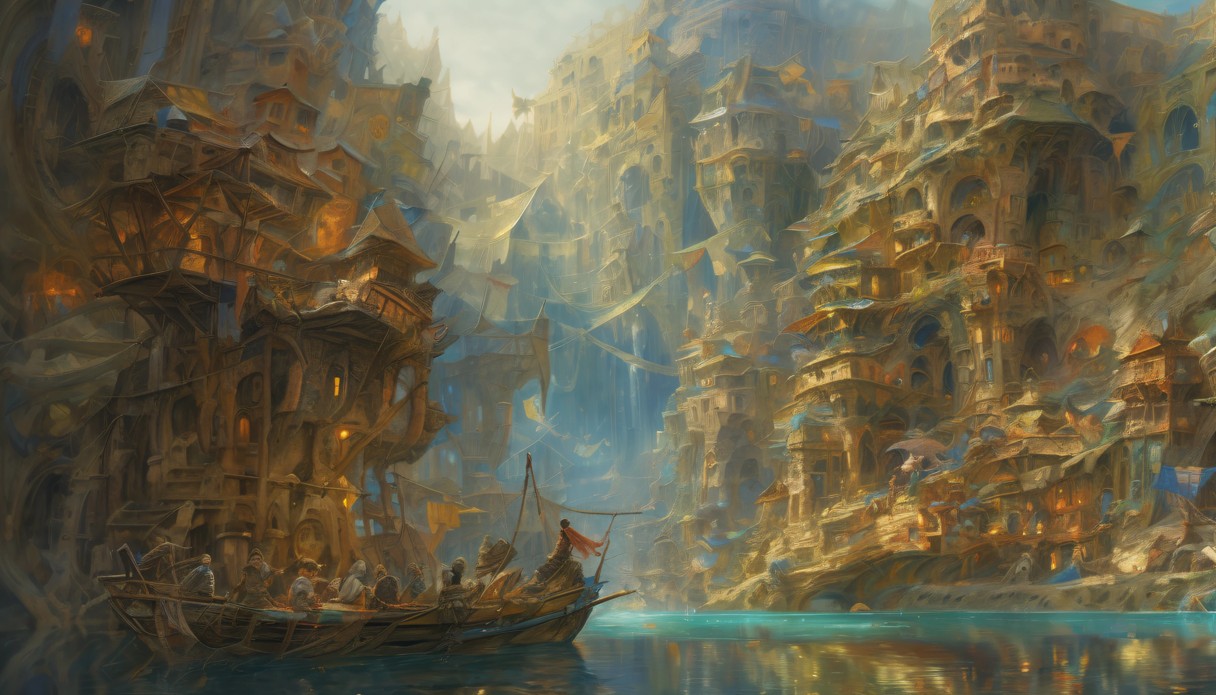 "(by Greg Rutkowski: 1.2), (masterpiece), ((best quality)), extremely delicate and beautiful, illustration, (fantasy landscape), A mesmerizing fantasy landscape with enchanting elements blending seamlessly. ((Henne Mines from final fantasy XII)), A sense of tranquility and wonder fills the air, inviting exploration and discovery. Providing a distant view that captures the grandeur and atmosphere. From Brian Froud and Carne Griffiths and Wadim Kashin and John William Waterhouse, 8K post-production, high resolution, hyperdetailed, depth of field, HDR, intricate"
